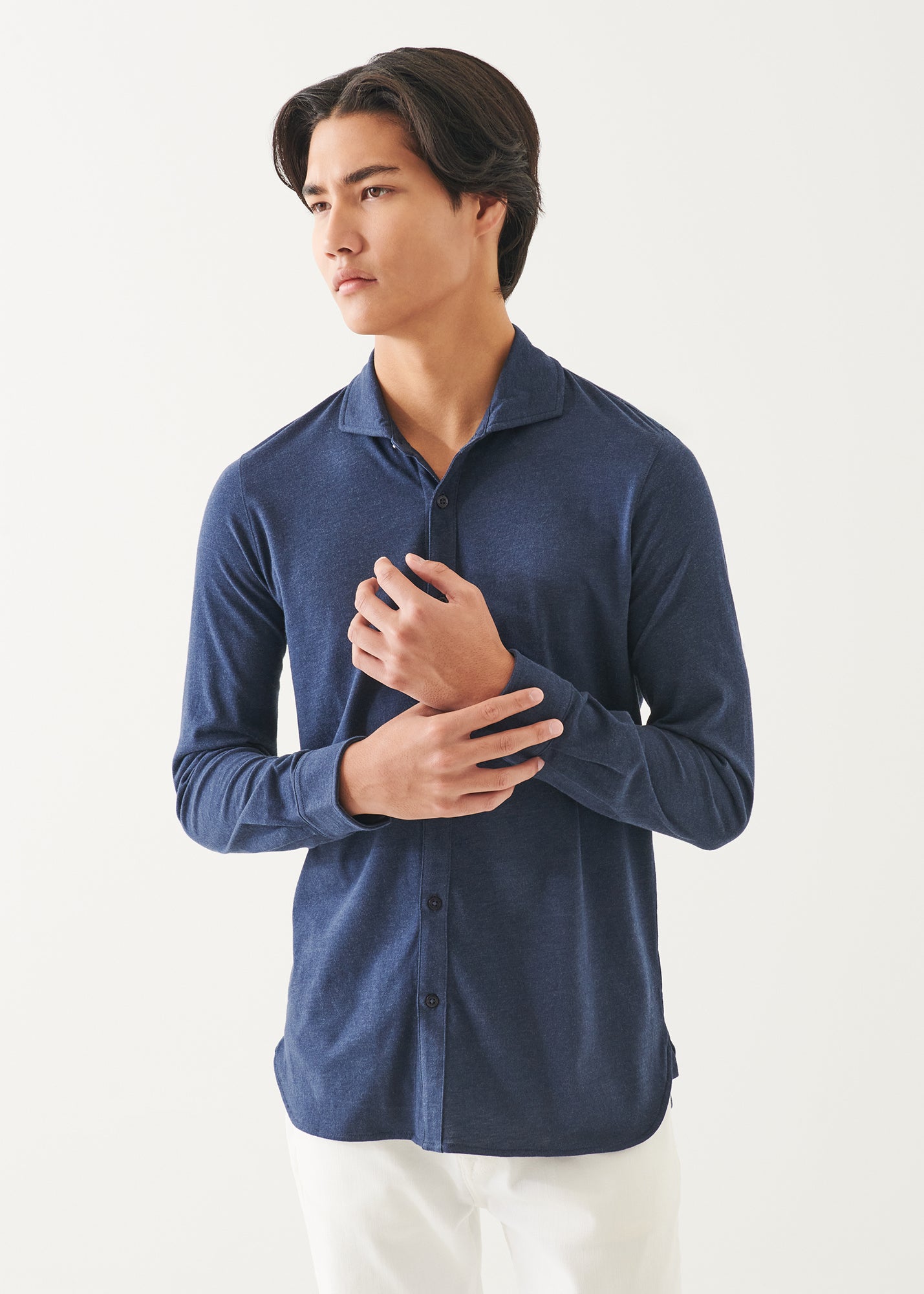 Pima Cotton Stretch Overdye Button Front Shirt - PATRICK ASSARAF