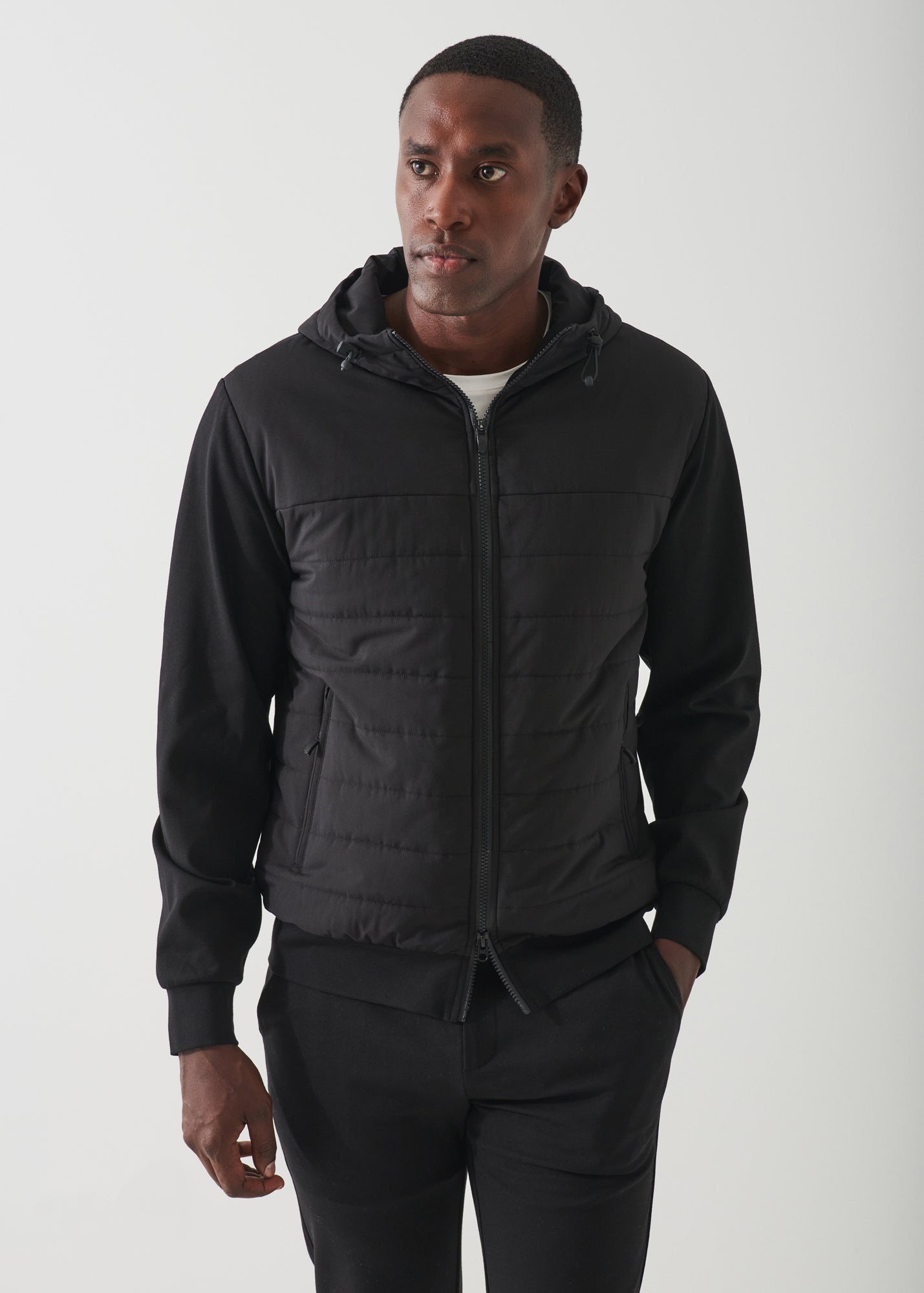 ACTIVE QUILTED MIX-MEDIA HOODIE | PATRICK ASSARAF.