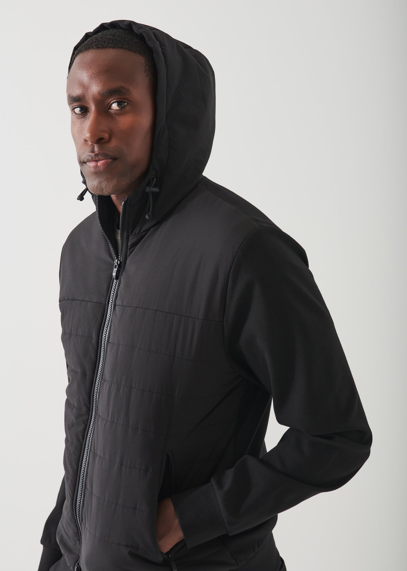 ACTIVE QUILTED MIX-MEDIA HOODIE | PATRICK ASSARAF.