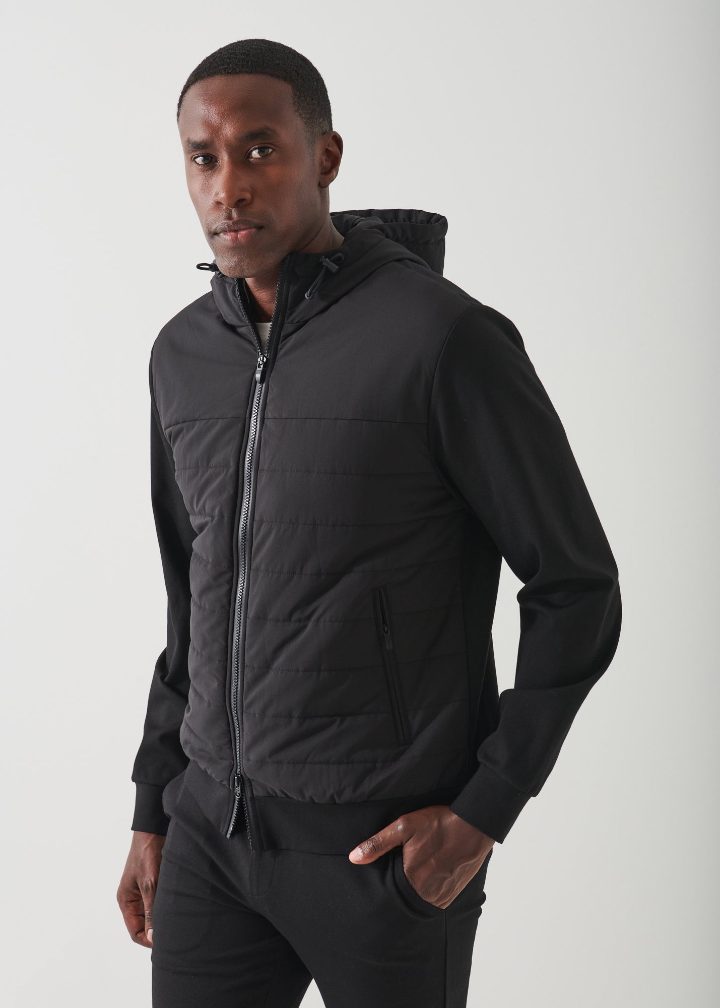 ACTIVE QUILTED MIX-MEDIA HOODIE | PATRICK ASSARAF.