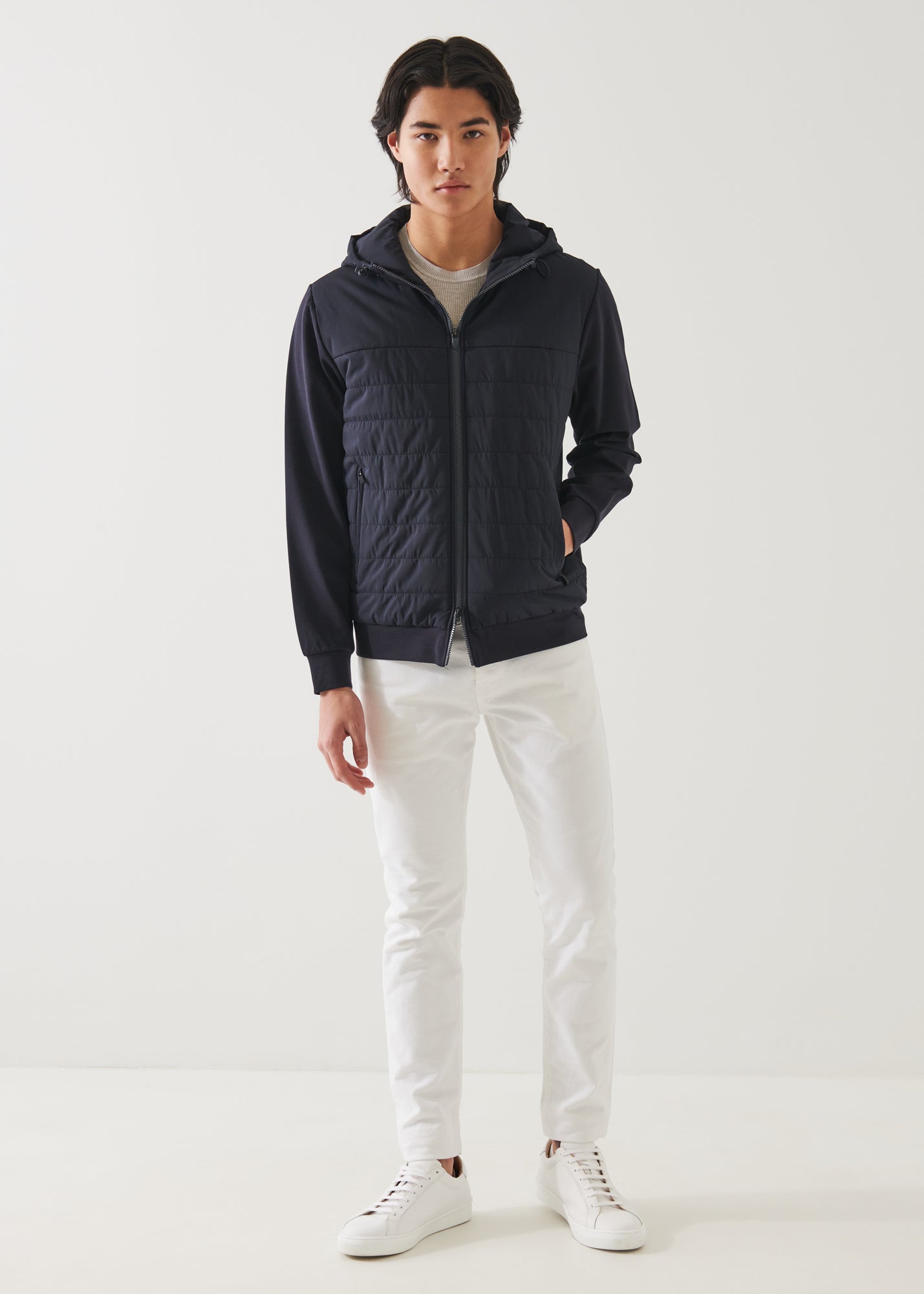 ACTIVE QUILTED MIX-MEDIA HOODIE | PATRICK ASSARAF.