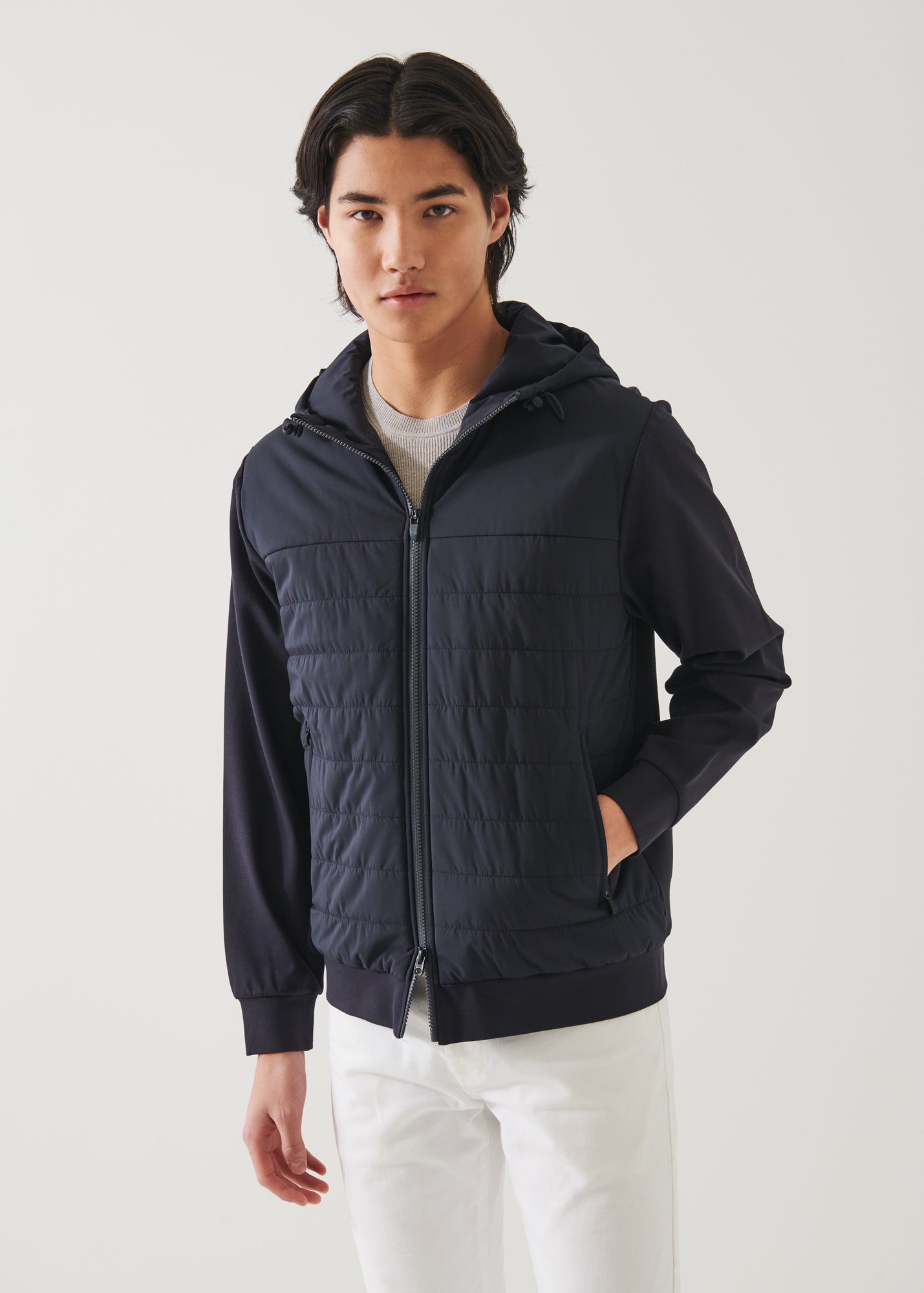 ACTIVE QUILTED MIX-MEDIA HOODIE | PATRICK ASSARAF.