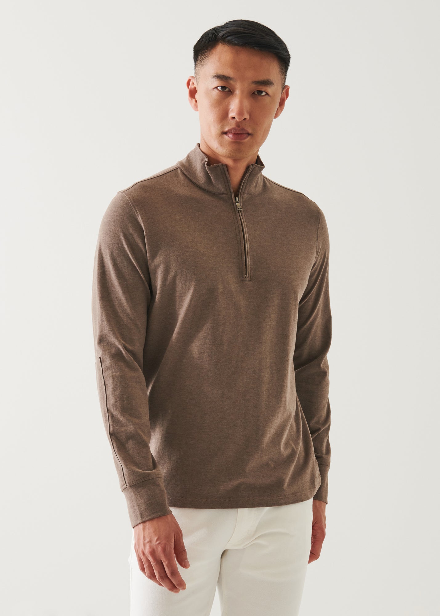 PIMA COTTON STRETCH OVERDYE QUARTER ZIP | PATRICK ASSARAF.