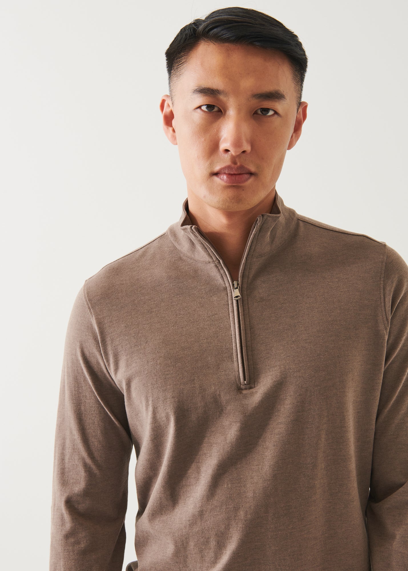 PIMA COTTON STRETCH OVERDYE QUARTER ZIP | PATRICK ASSARAF.