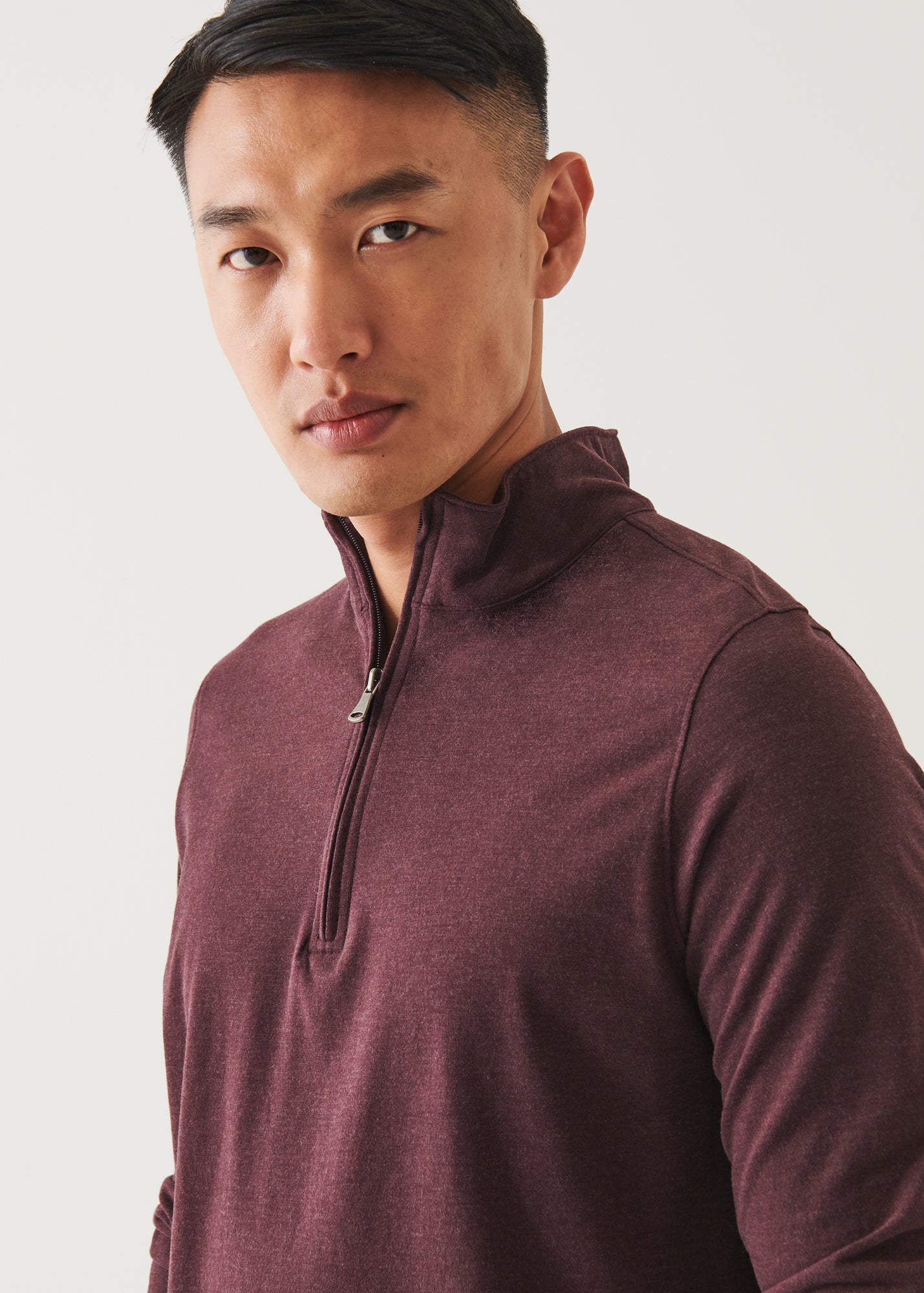 PIMA COTTON STRETCH OVERDYE QUARTER ZIP | PATRICK ASSARAF.