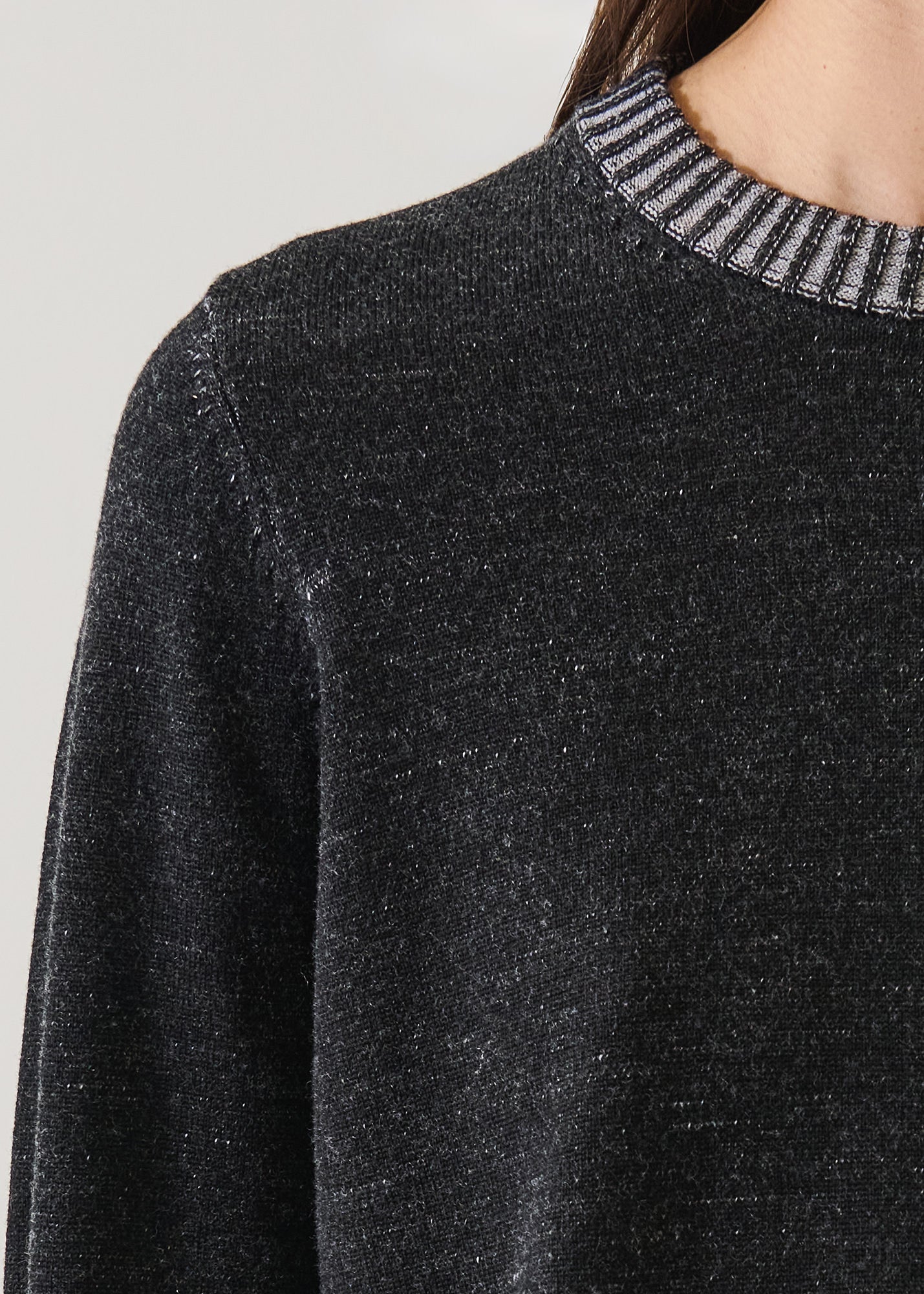 Merino Plaited Cropped Crewneck