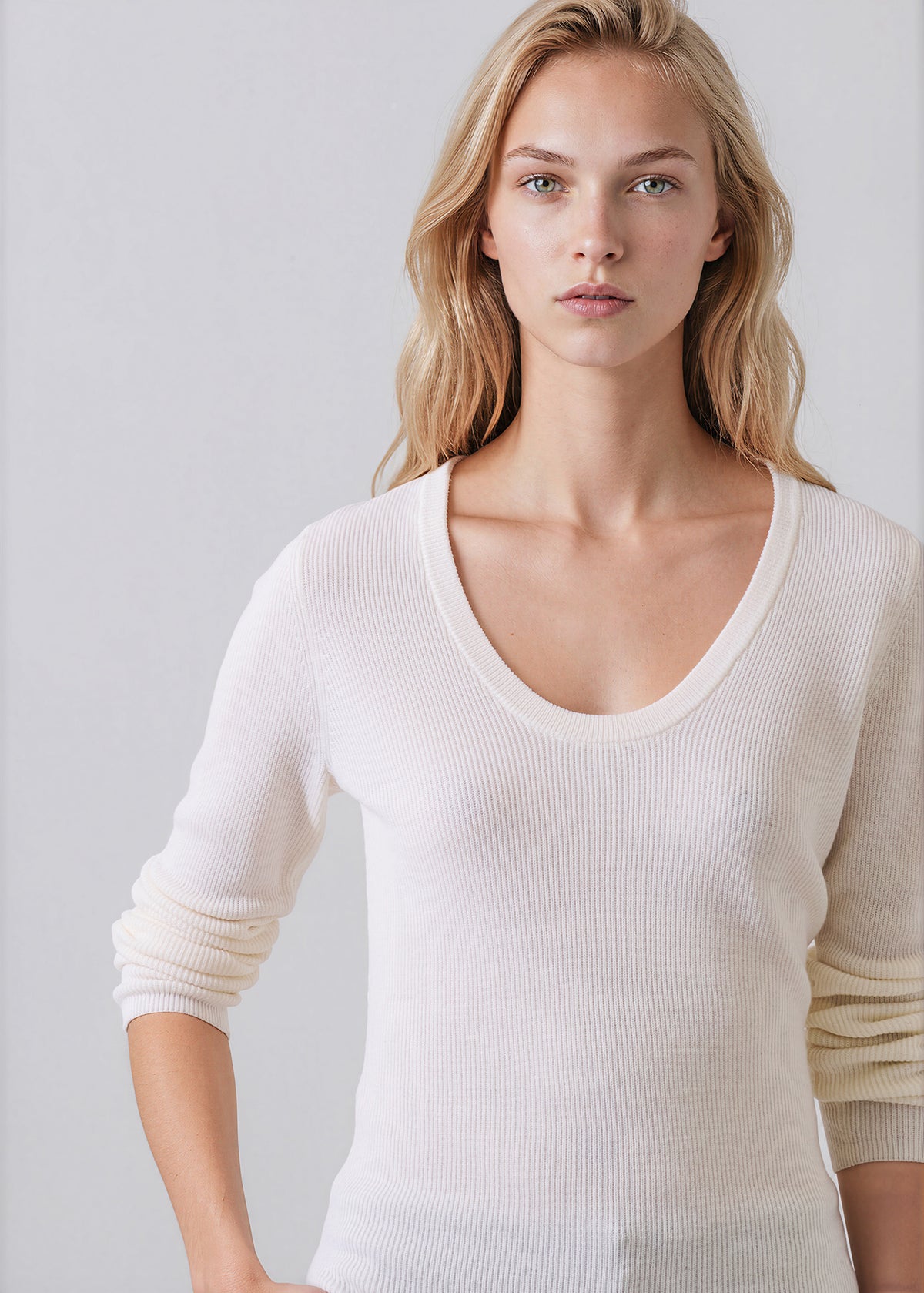 Extra-Fine Merino Ribbed Scoop Neck - PATRICK ASSARAF