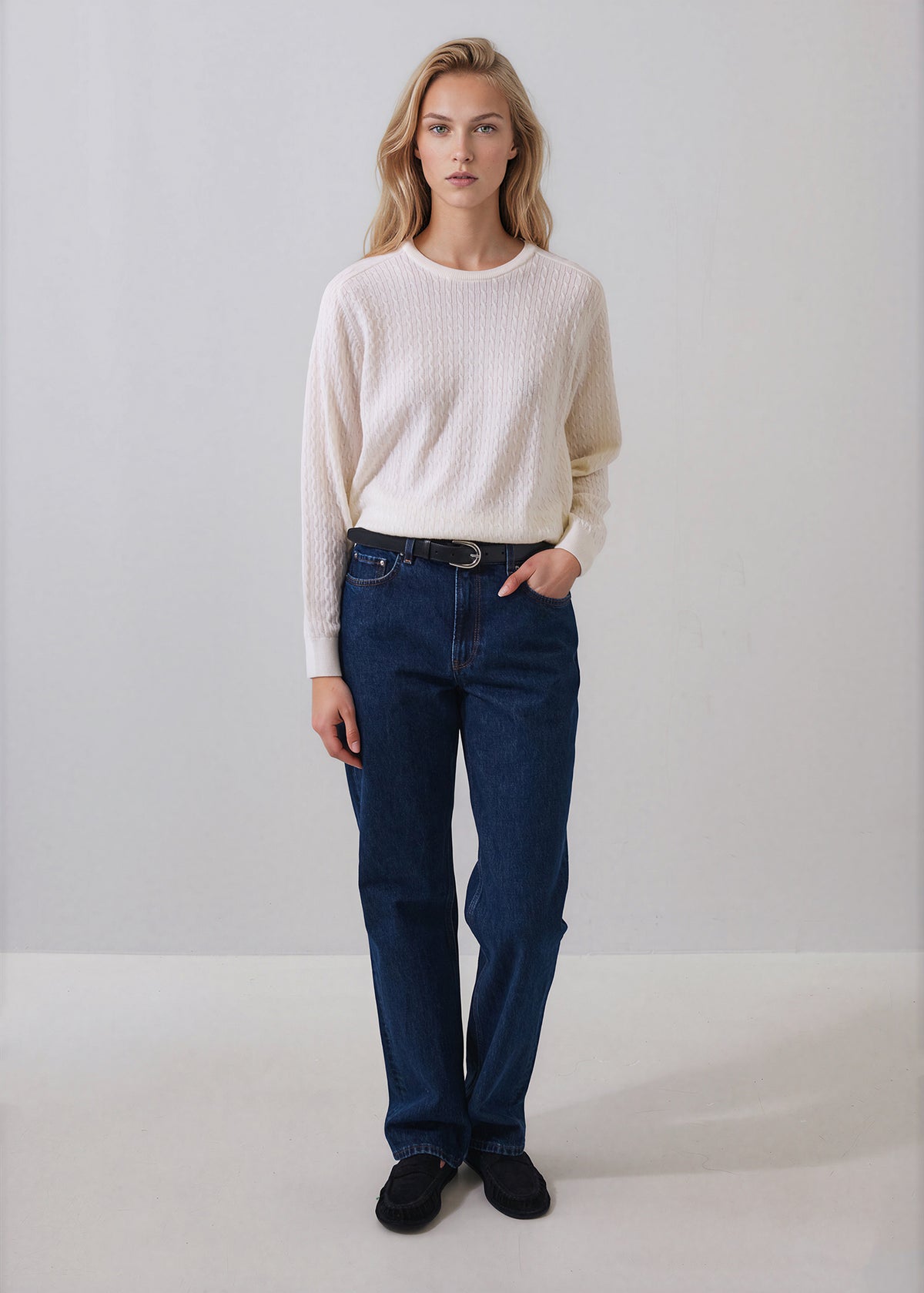 Extra-Fine Merino Saddle Shoulder Cable Crewneck - PATRICK ASSARAF