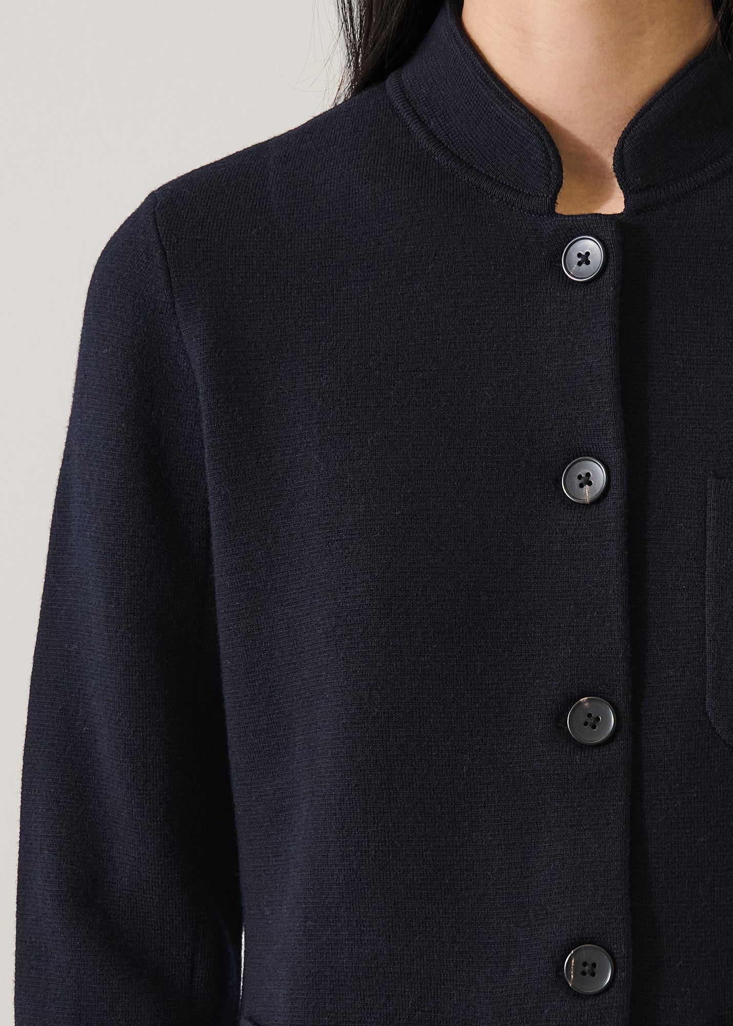 Merino Milano Stitch Mandarin Collar Blazer - PATRICK ASSARAF
