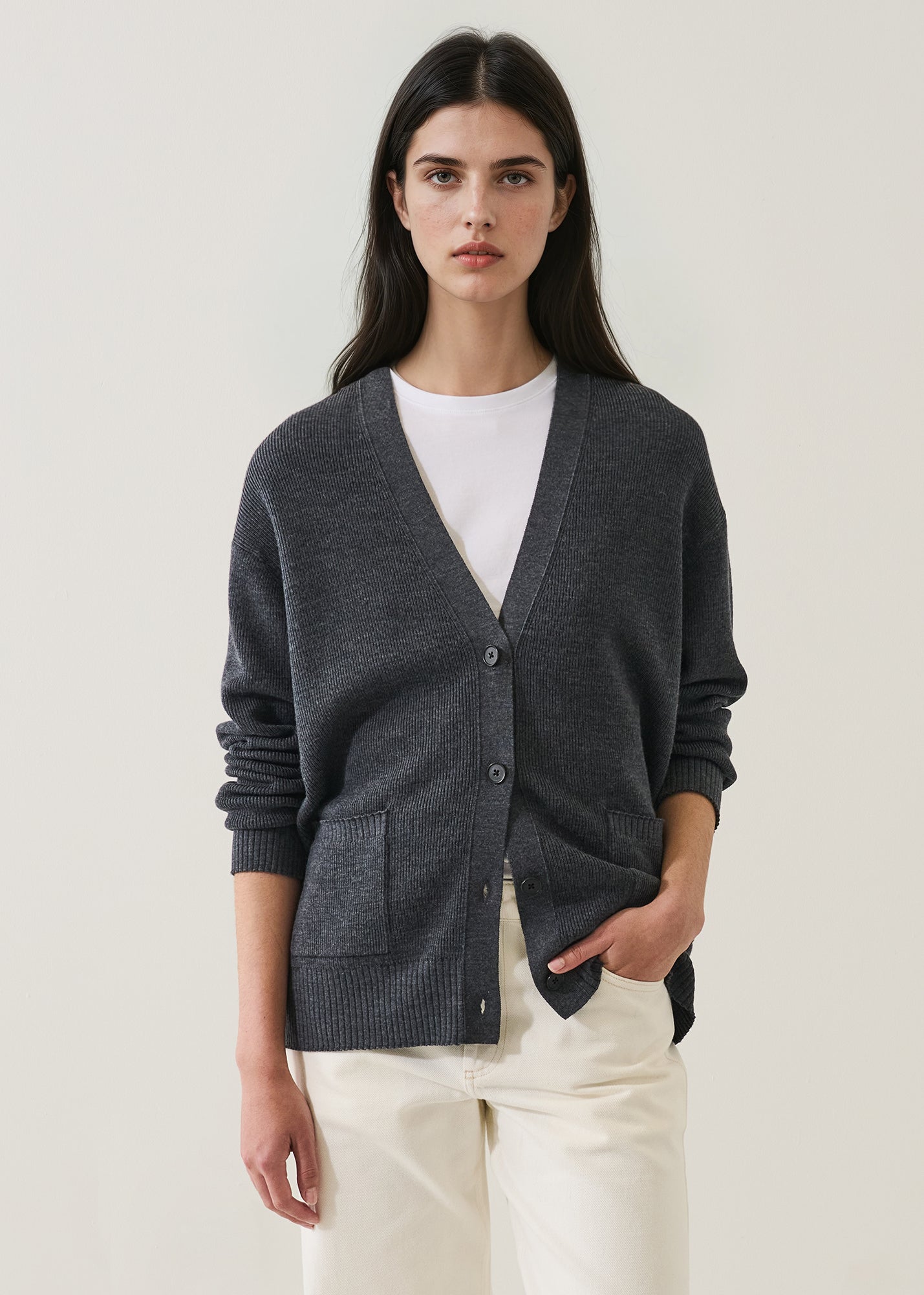 Ribbed Merino Relaxed Cardigan