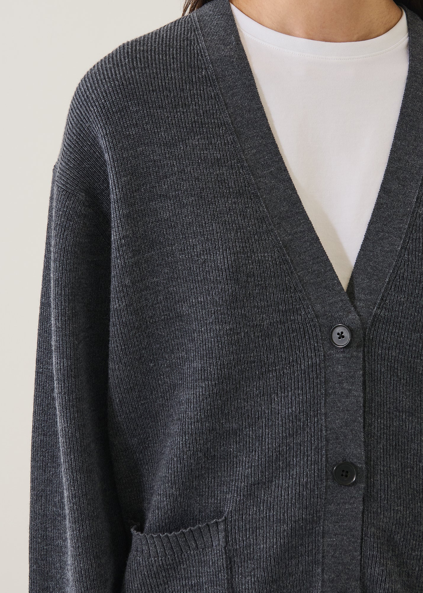 Ribbed Merino Relaxed Cardigan