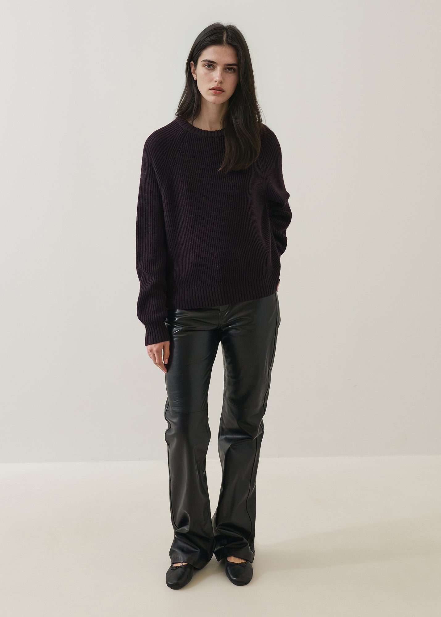 Merino Ribbed Raglan Crew