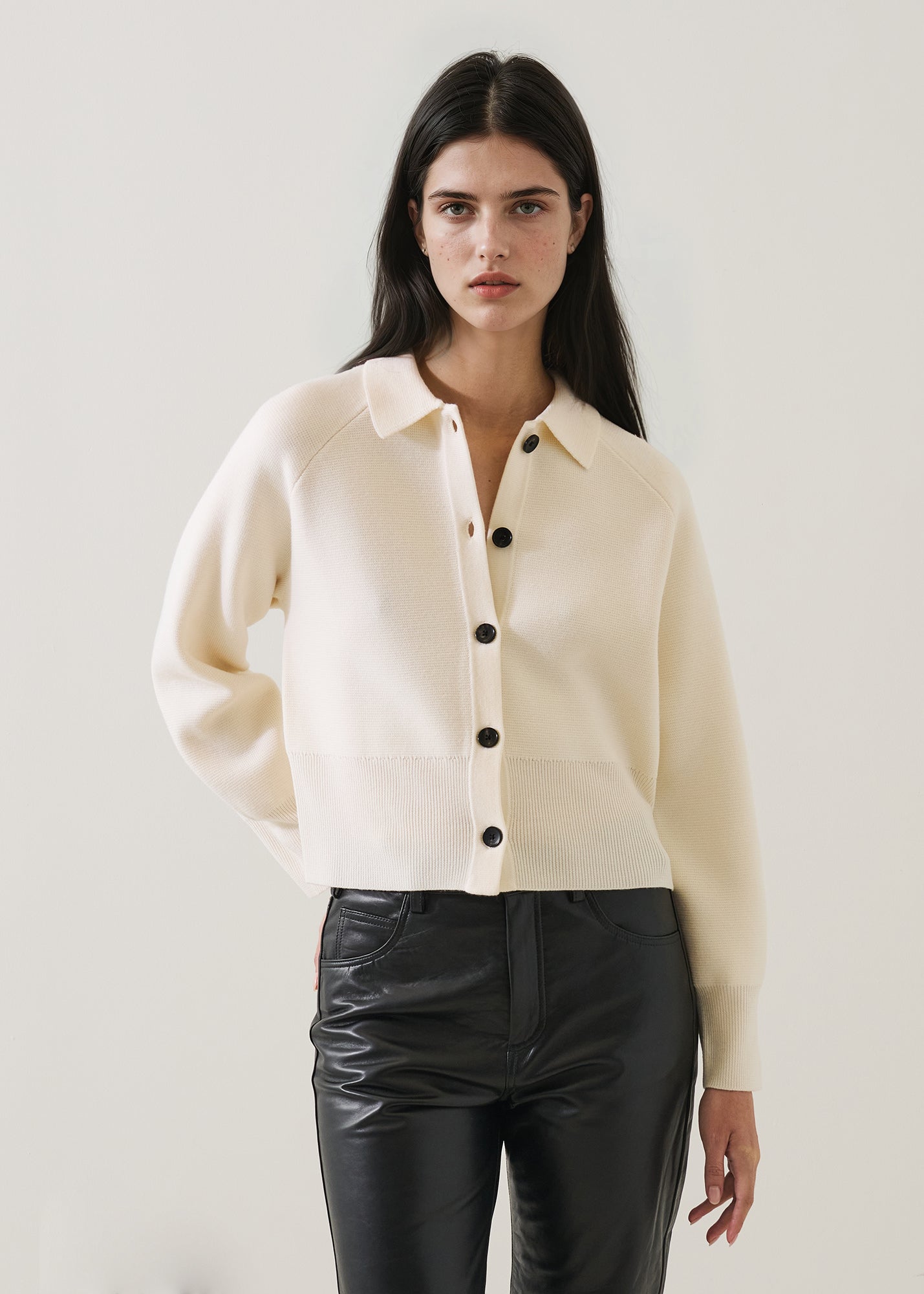 Merino Milano Stitch Button Cardigan