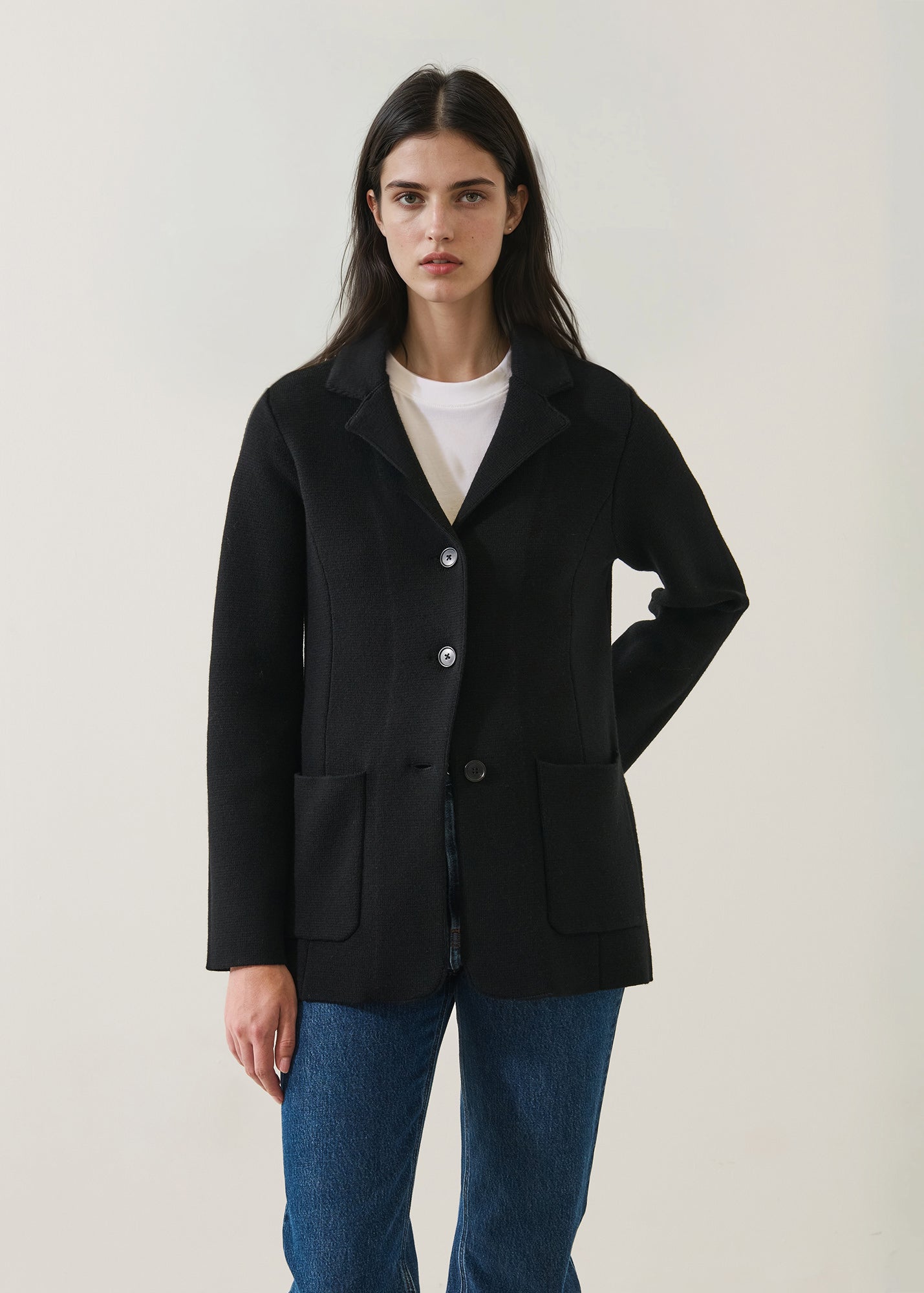 Merino Milano Stitch Button Blazer