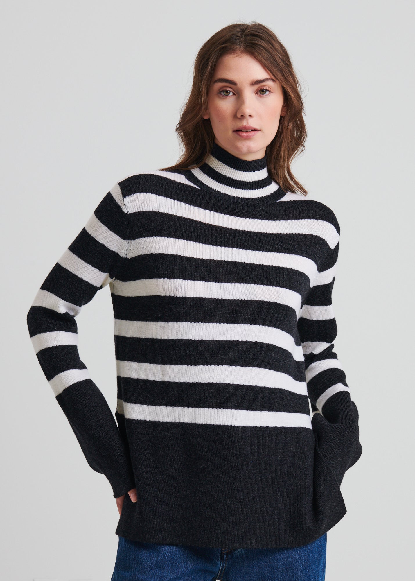Merino Striped Turtleneck