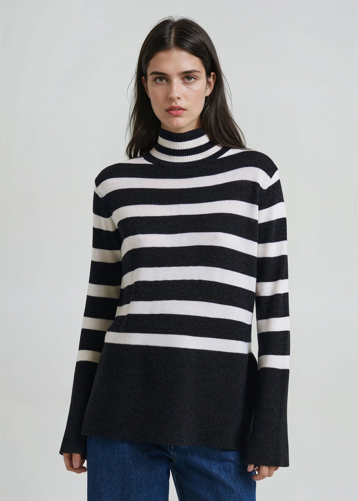 Merino Striped Turtleneck