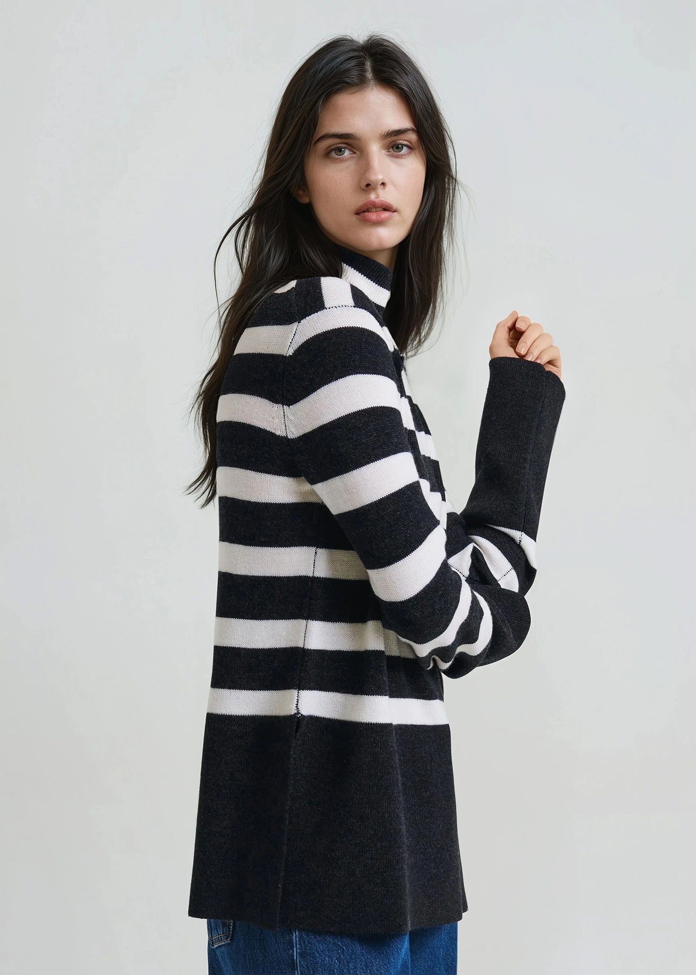 Merino Striped Turtleneck