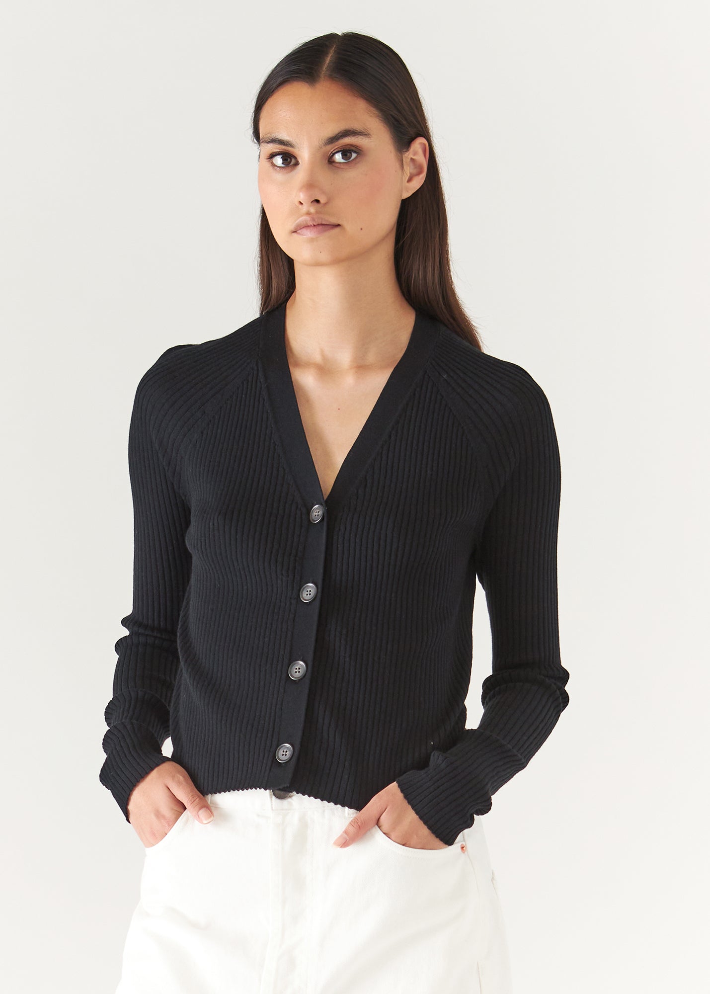 Cotton Cupro Ribbed Cardigan
