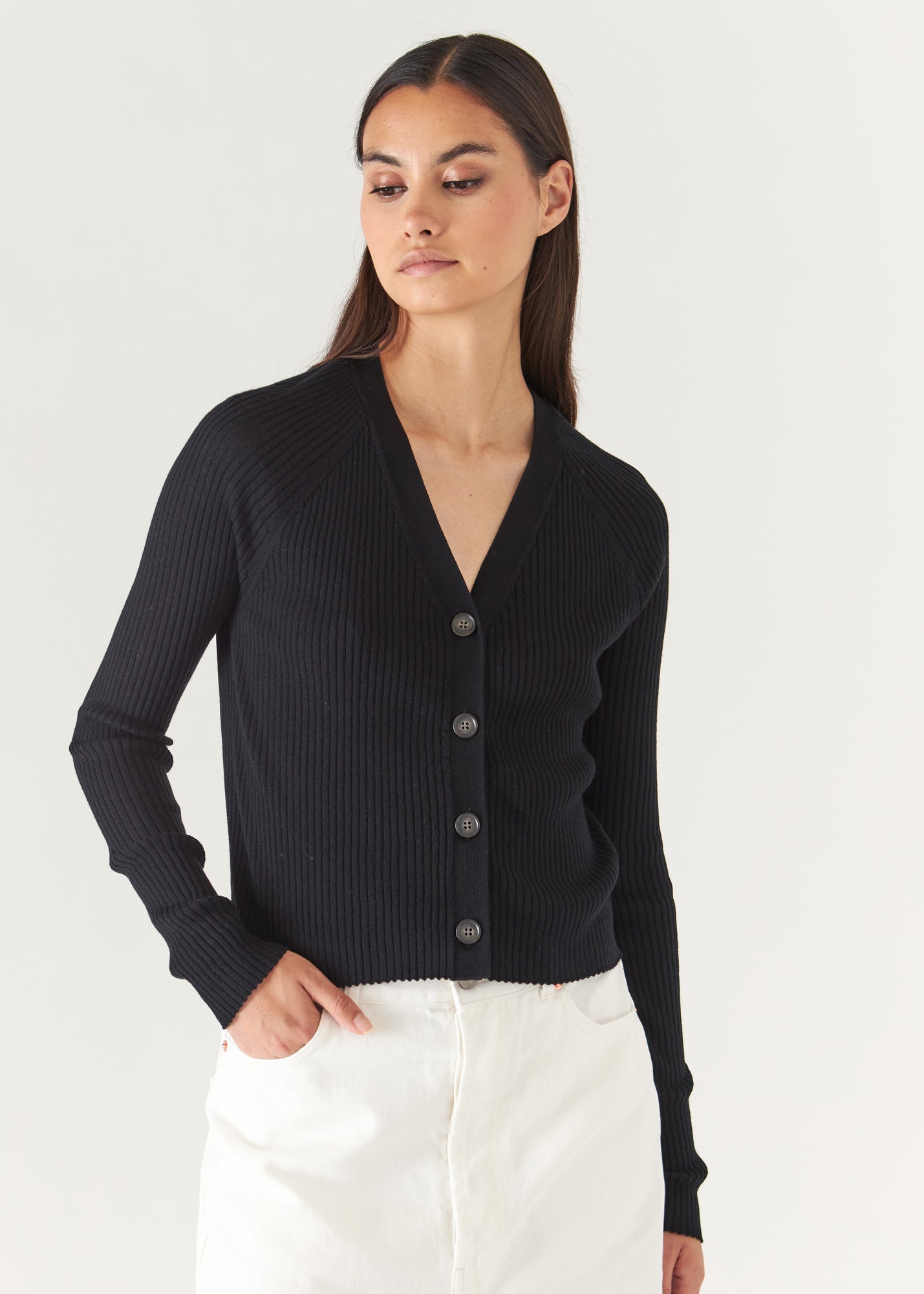 Cotton Cupro Ribbed Cardigan