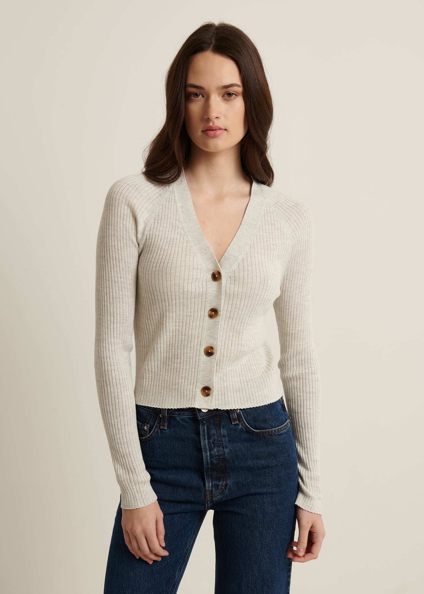Cotton Cupro Ribbed Cardigan