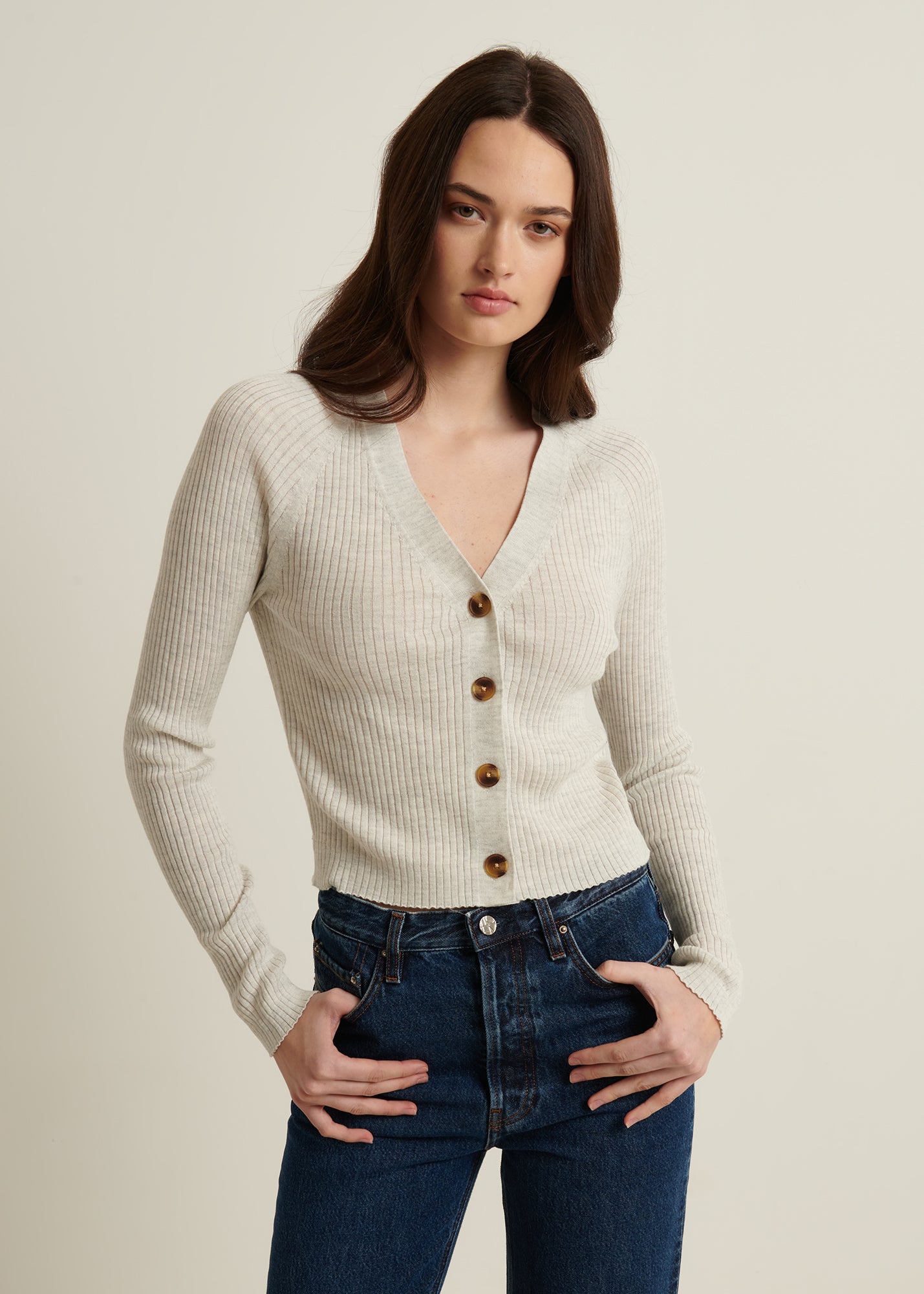 Cotton Cupro Ribbed Cardigan