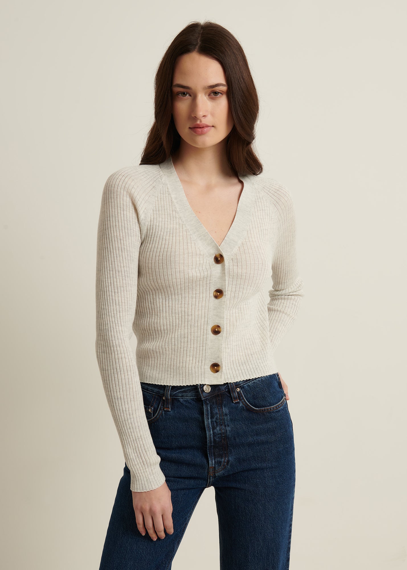 Cotton Cupro Ribbed Cardigan
