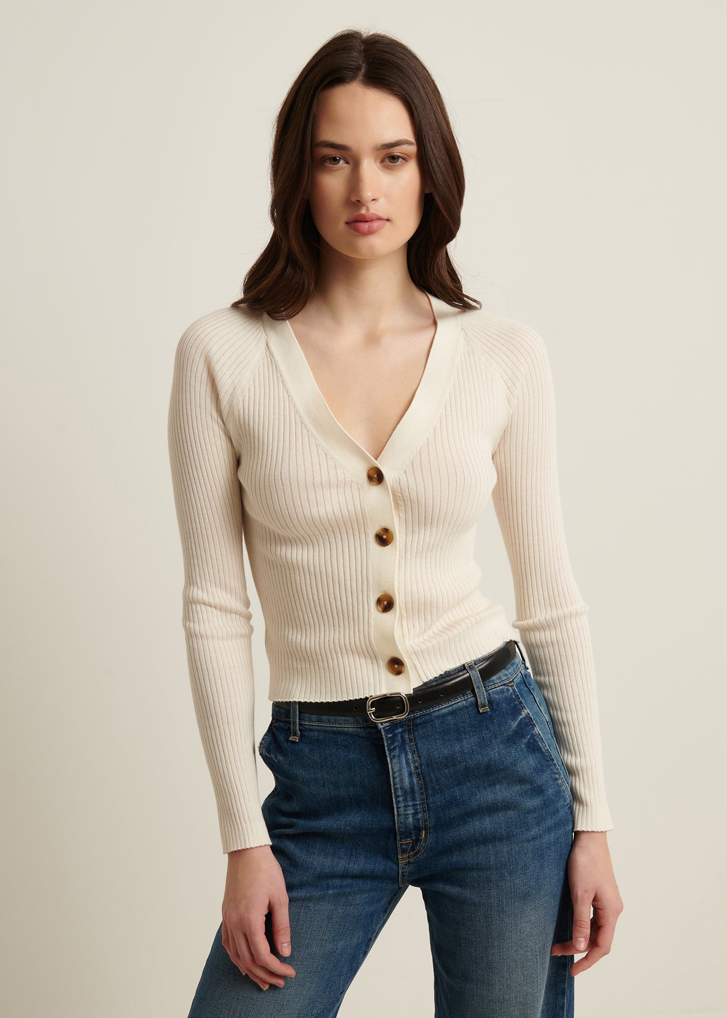 Cotton Cupro Ribbed Cardigan