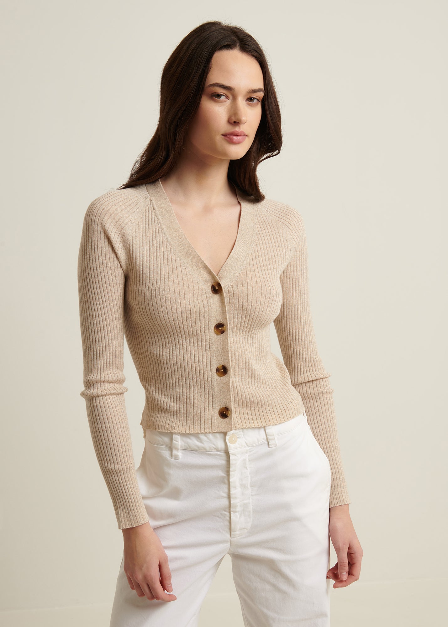 Cotton Cupro Ribbed Cardigan