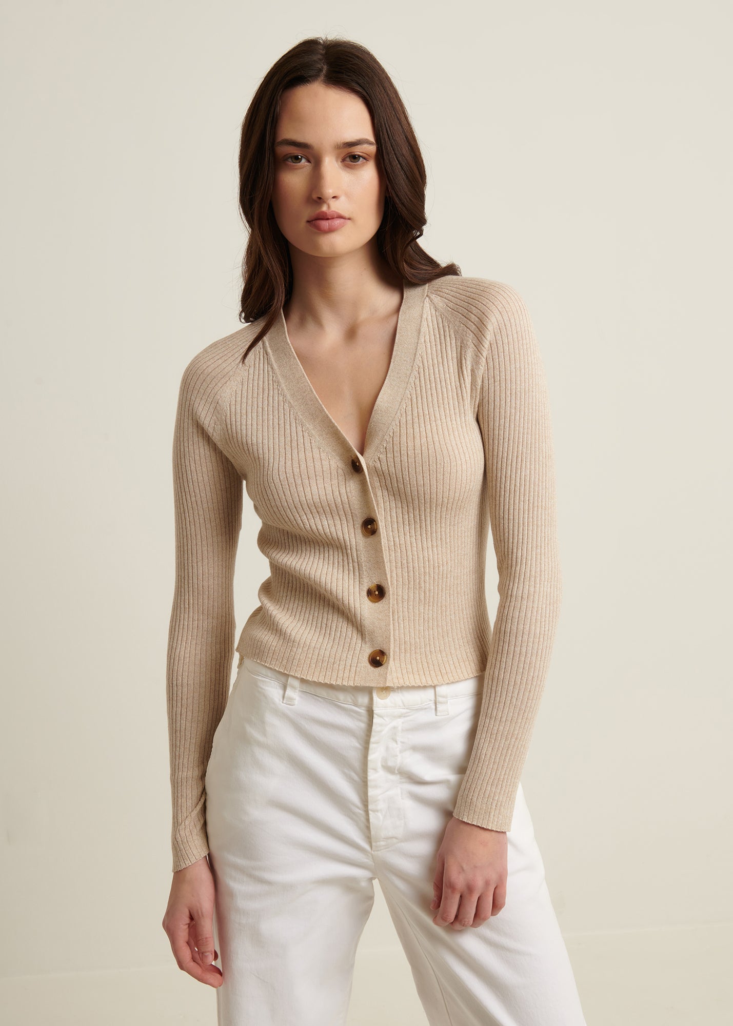Cotton Cupro Ribbed Cardigan