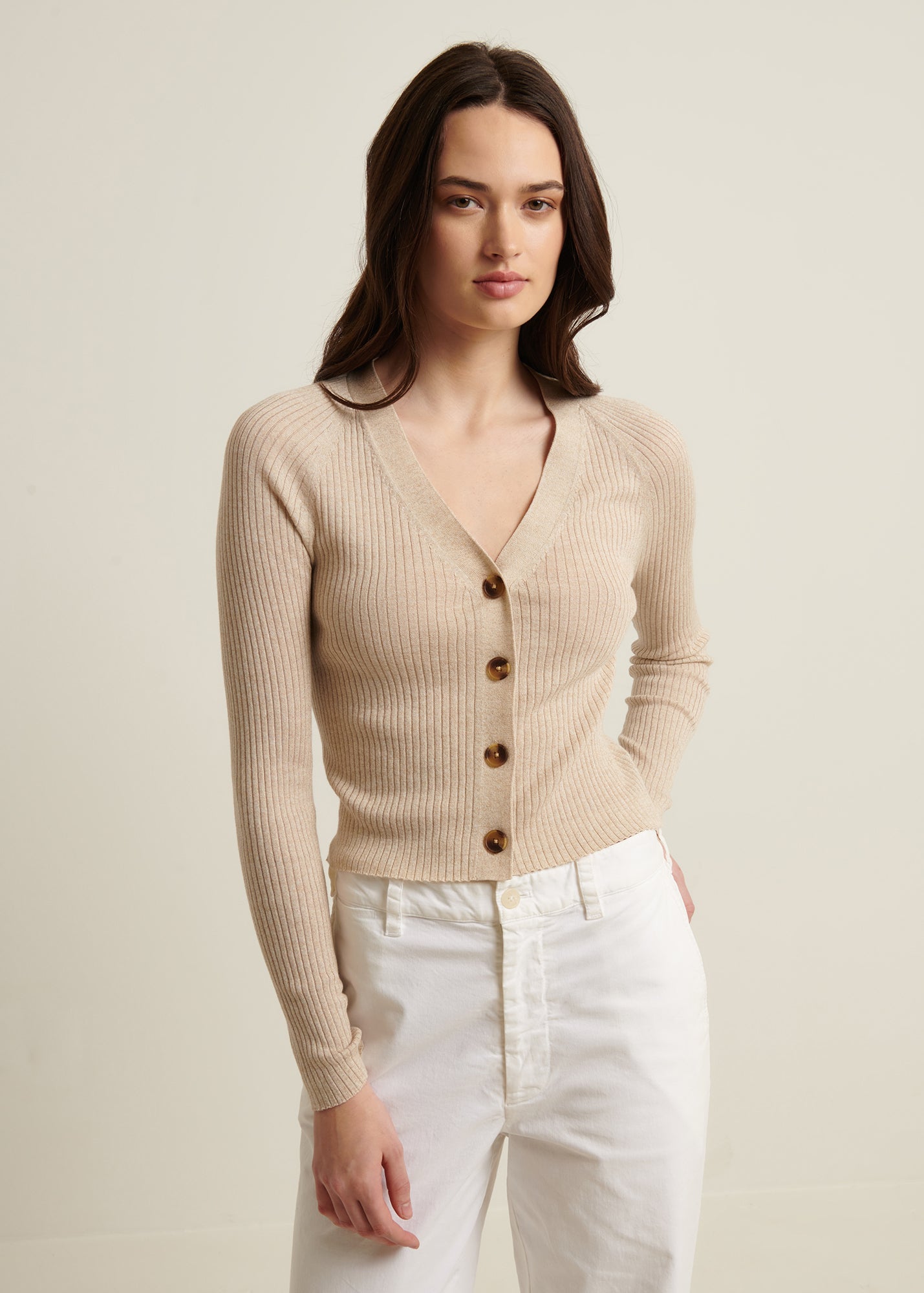 Cotton Cupro Ribbed Cardigan
