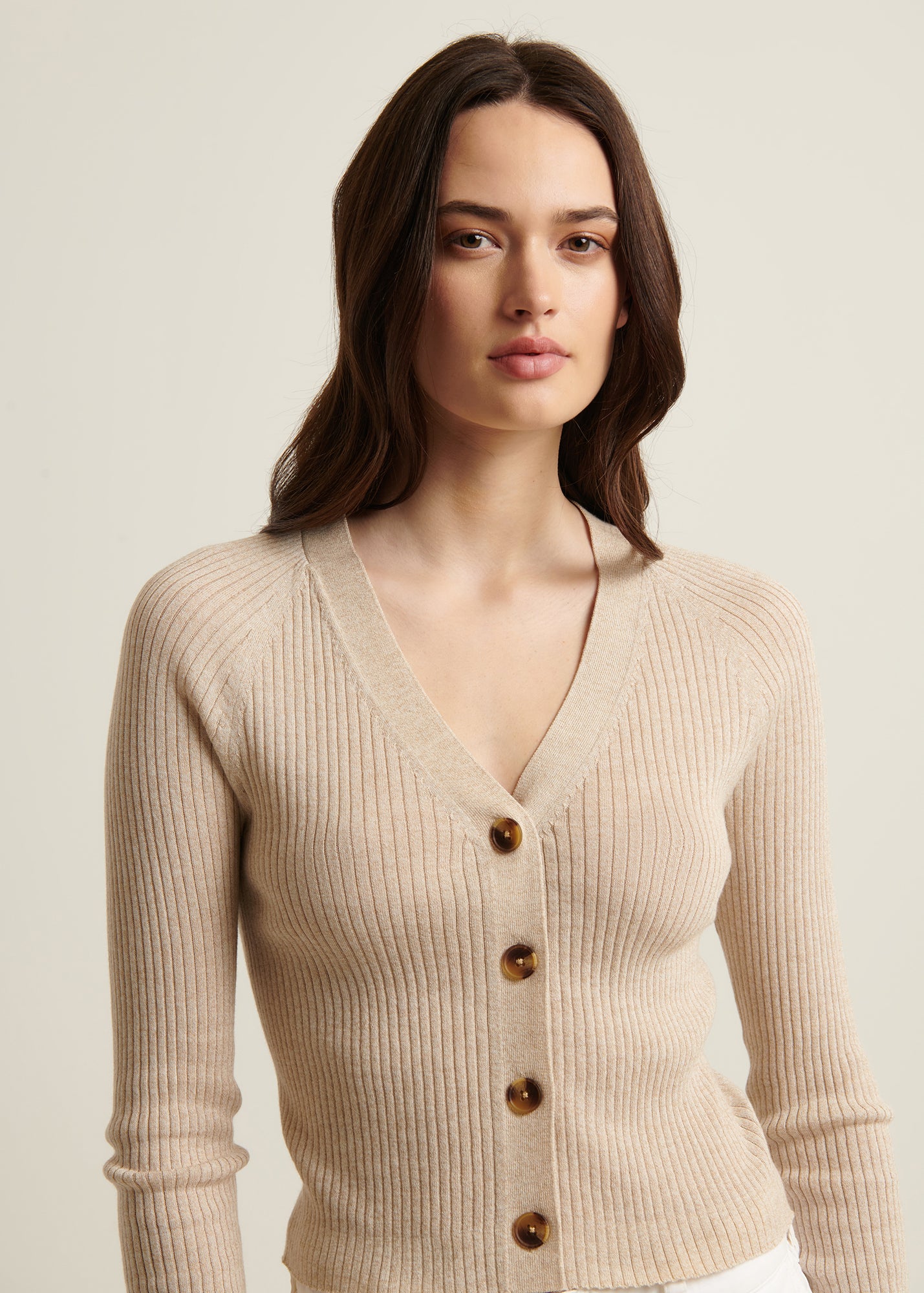 Cotton Cupro Ribbed Cardigan