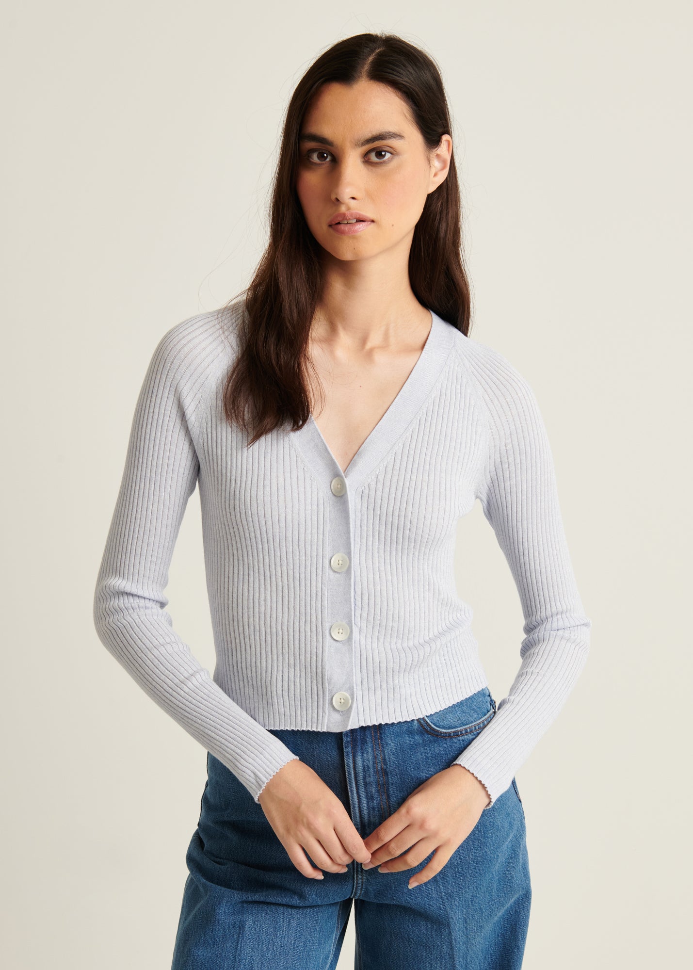 Cotton Cupro Ribbed Cardigan