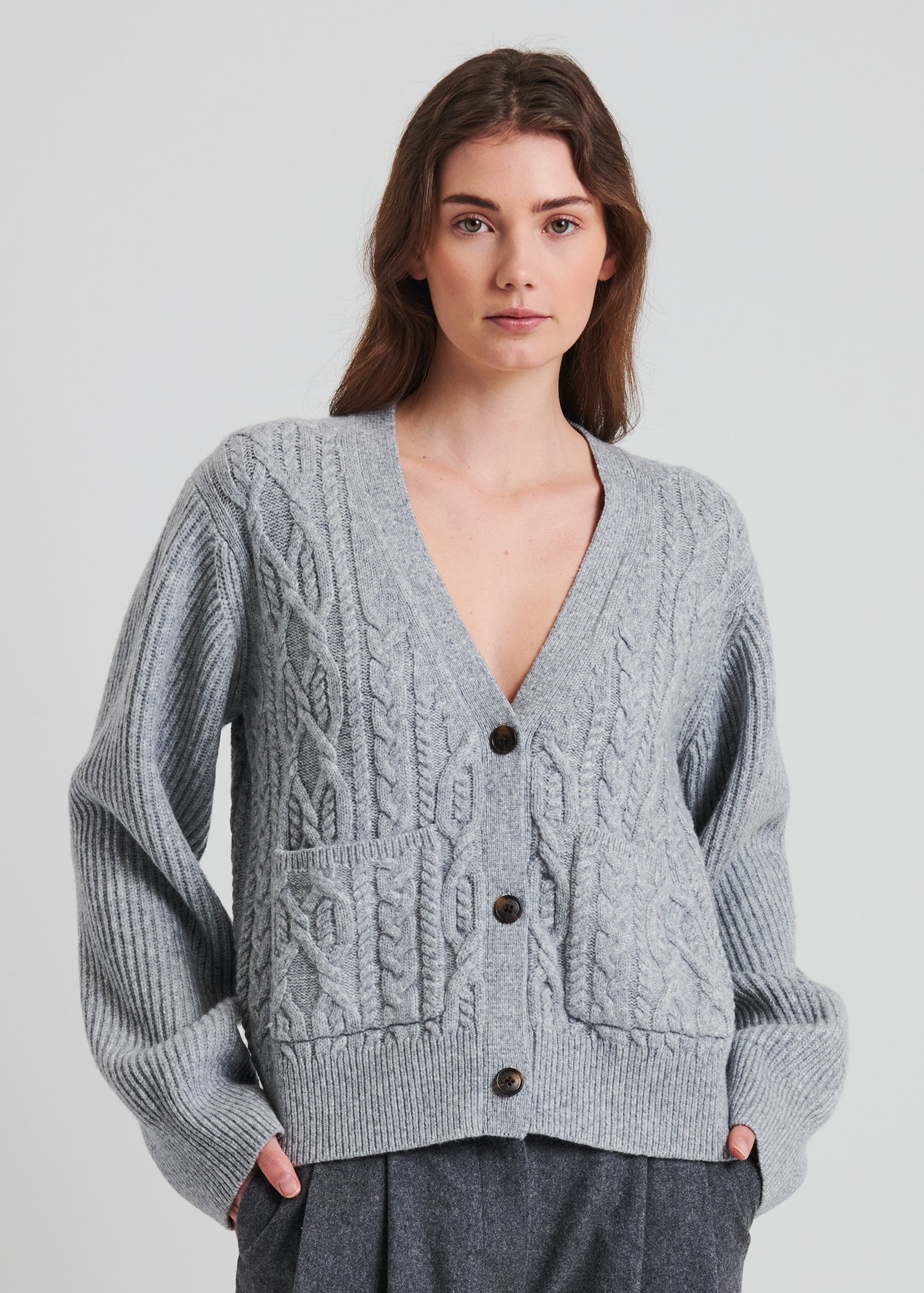Wool Blend Cable Cardigan
