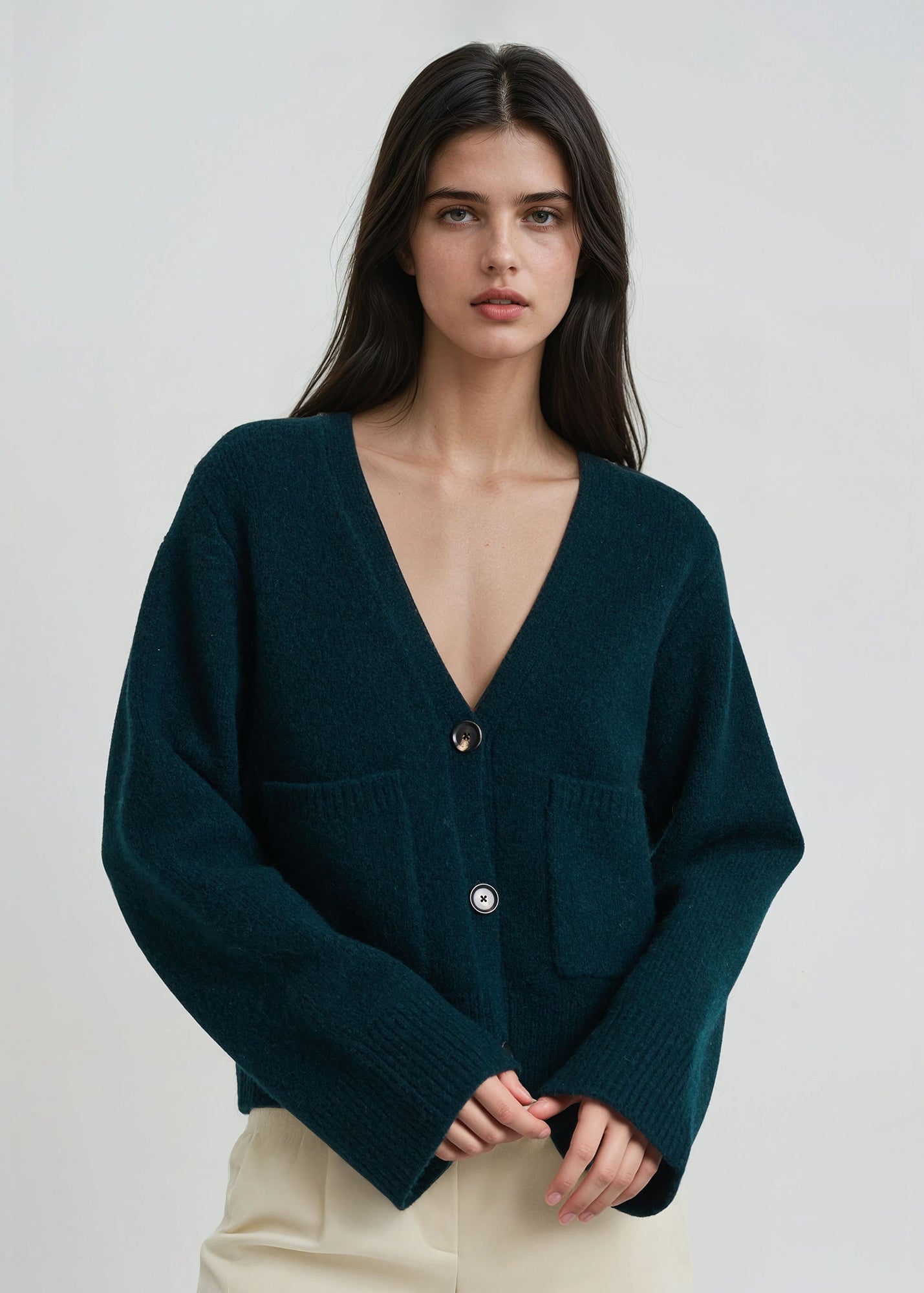 Wool Blend Relaxed Cardigan