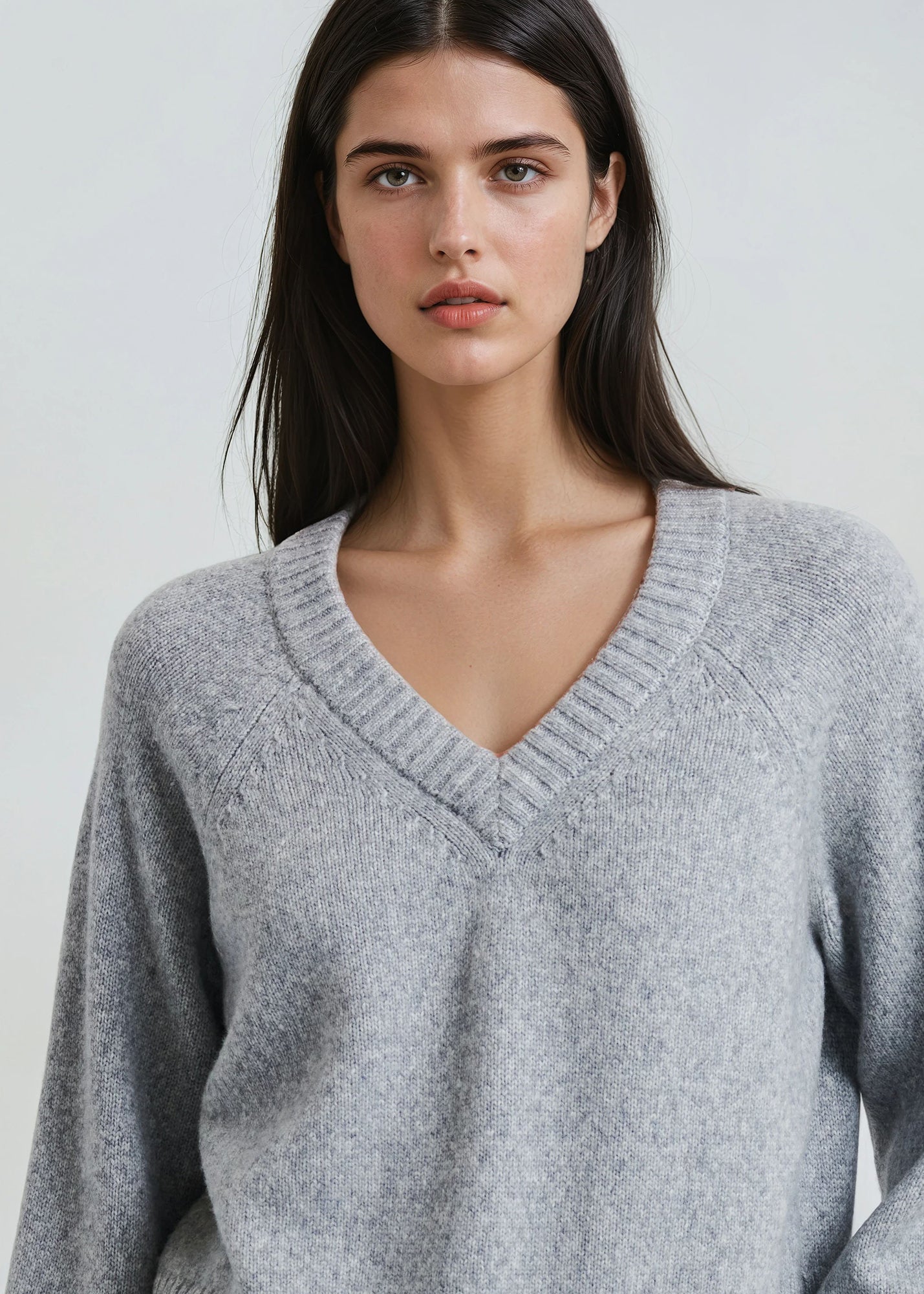 Wool Blend Cropped V-Neck Sweater
