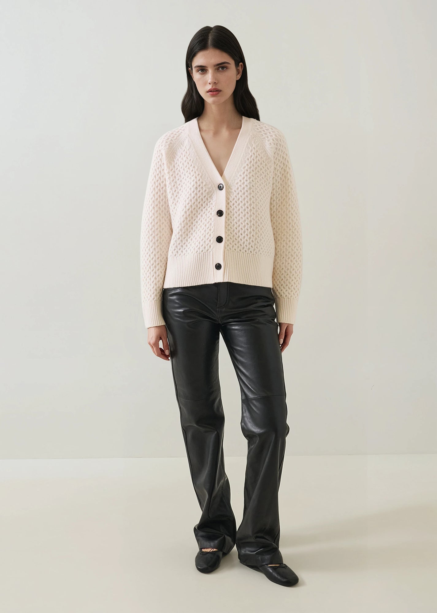 Merino Cashmere Waffle Stitch Relaxed Cardigan - PATRICK ASSARAF