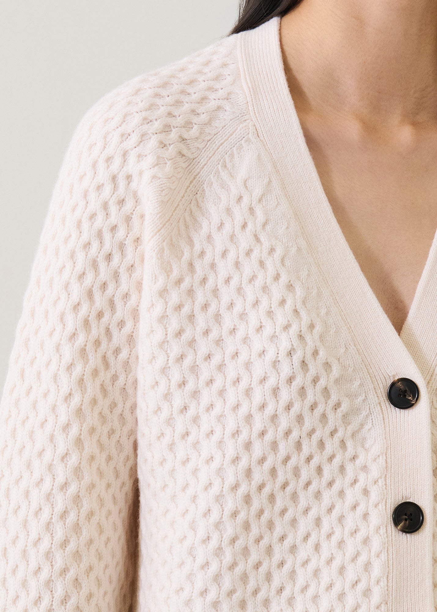 Merino Cashmere Waffle Stitch Relaxed Cardigan - PATRICK ASSARAF