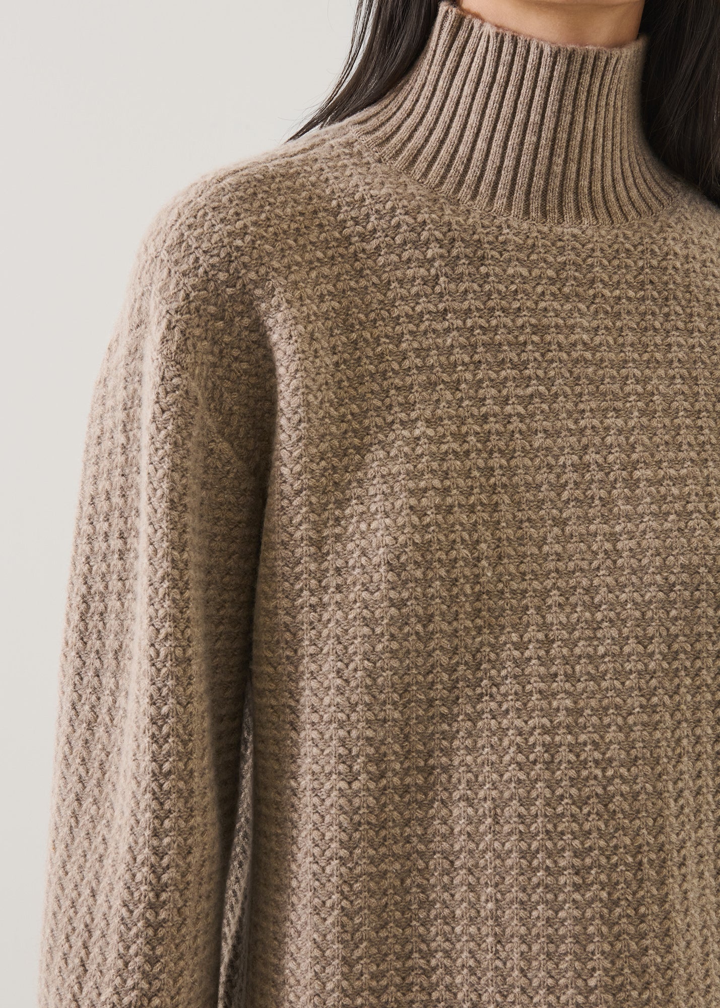 Merino Cashmere Waffle Stitch Mock Neck - PATRICK ASSARAF