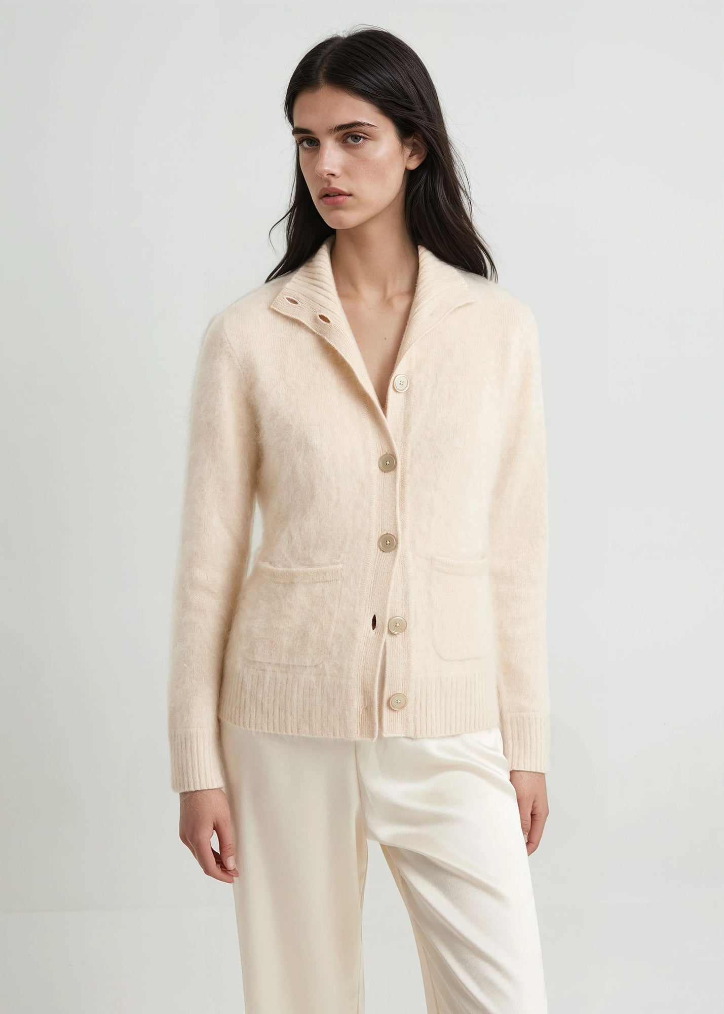 Brushed Cashmere Button Front Jacket
