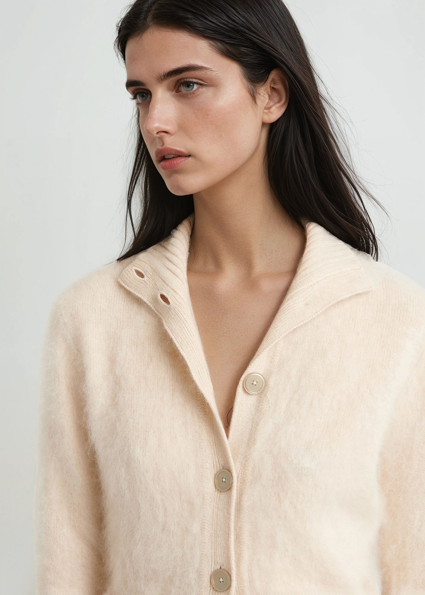 Brushed Cashmere Button Front Jacket