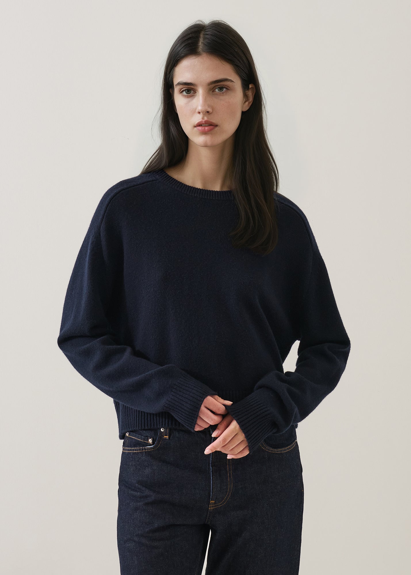 Cashmere Saddle Shoulder Crewneck
