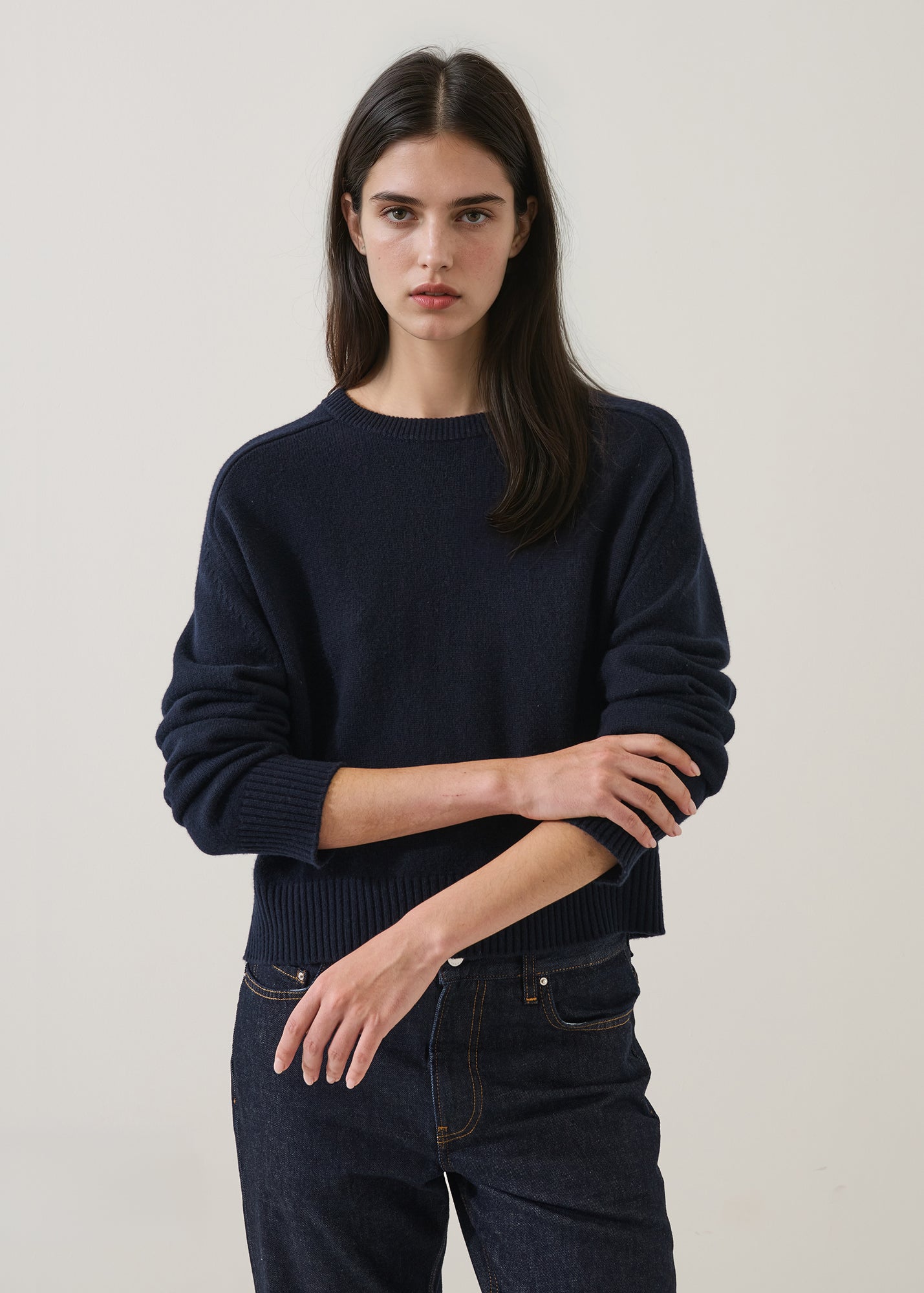 Cashmere Saddle Shoulder Crewneck