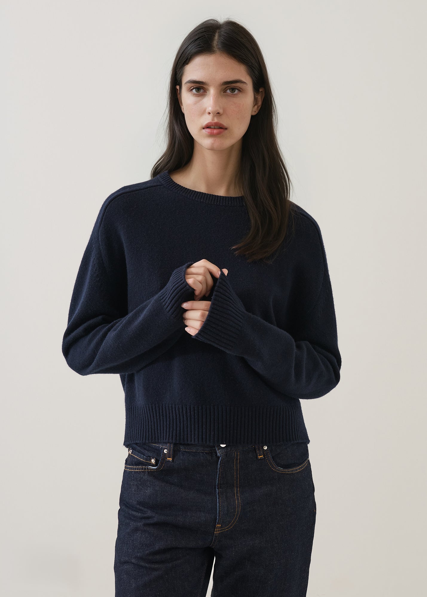 Cashmere Saddle Shoulder Crewneck