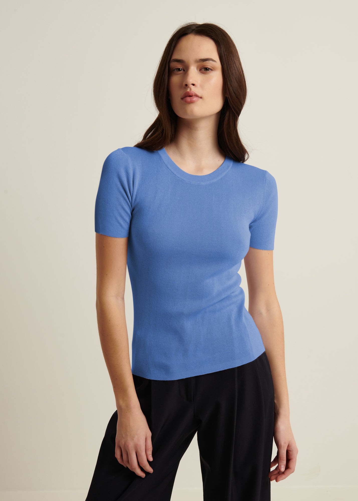Silk Cashmere Blend Short Sleeve Crewneck