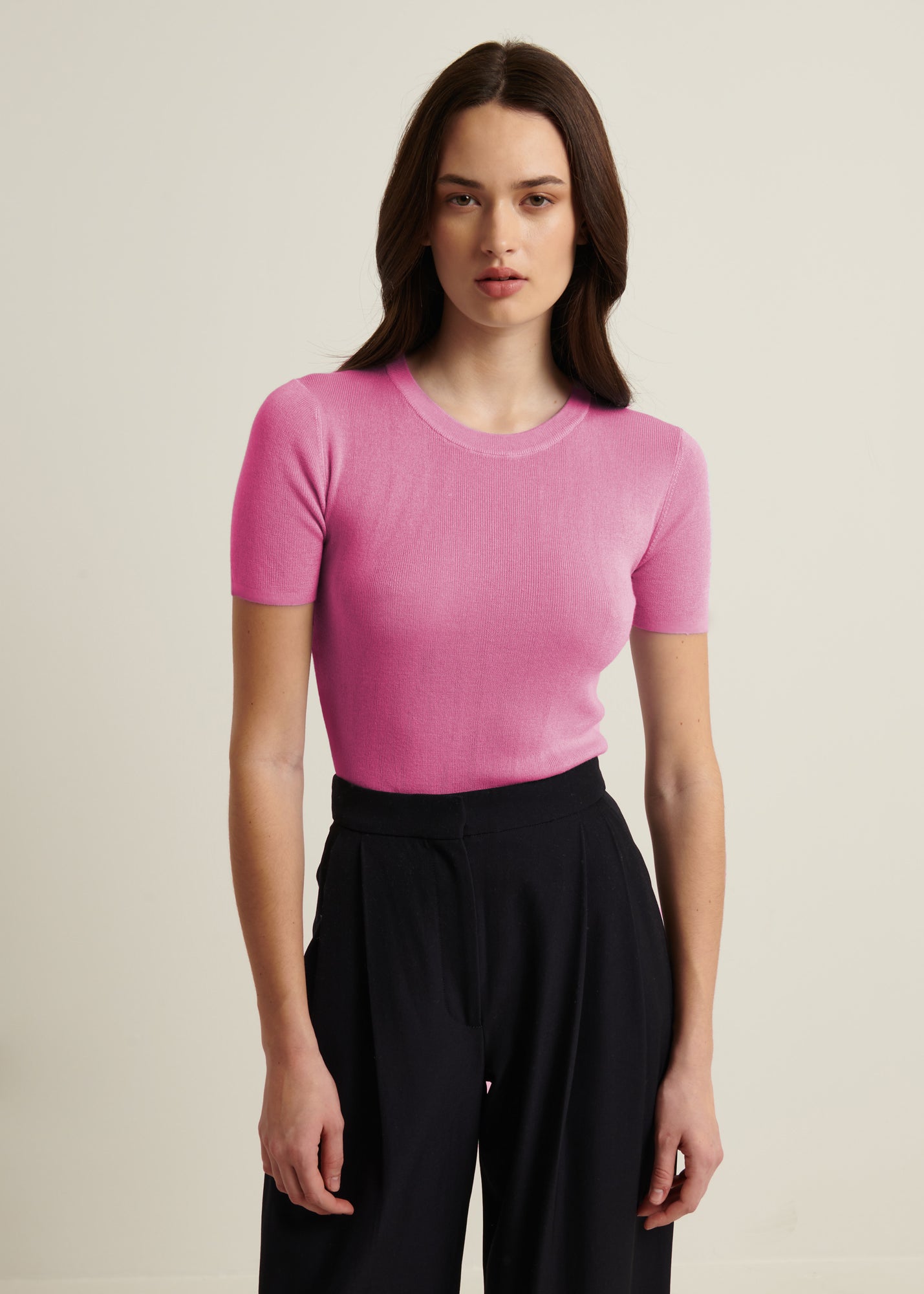 Silk Cashmere Blend Short Sleeve Crewneck