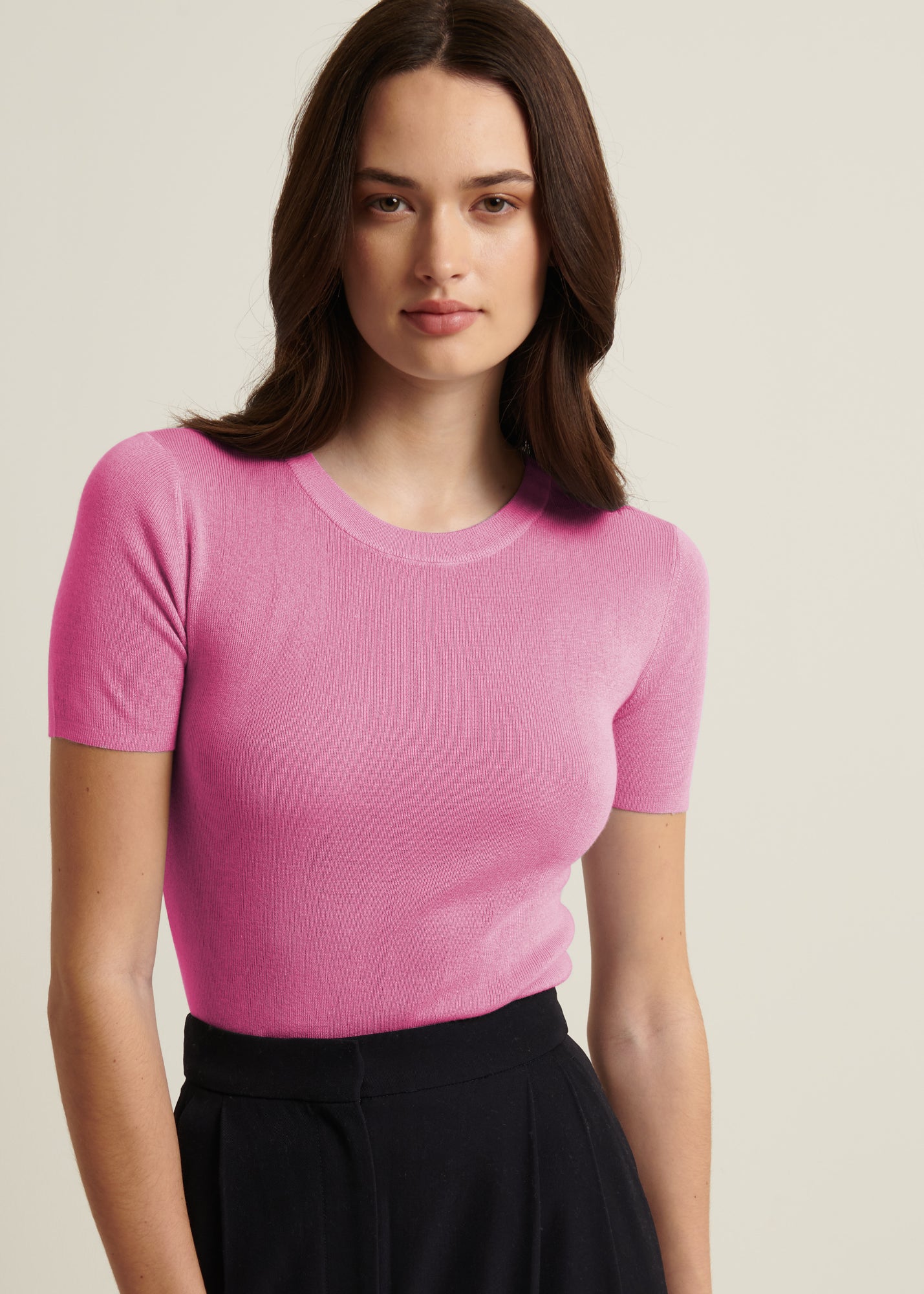 Silk Cashmere Blend Short Sleeve Crewneck