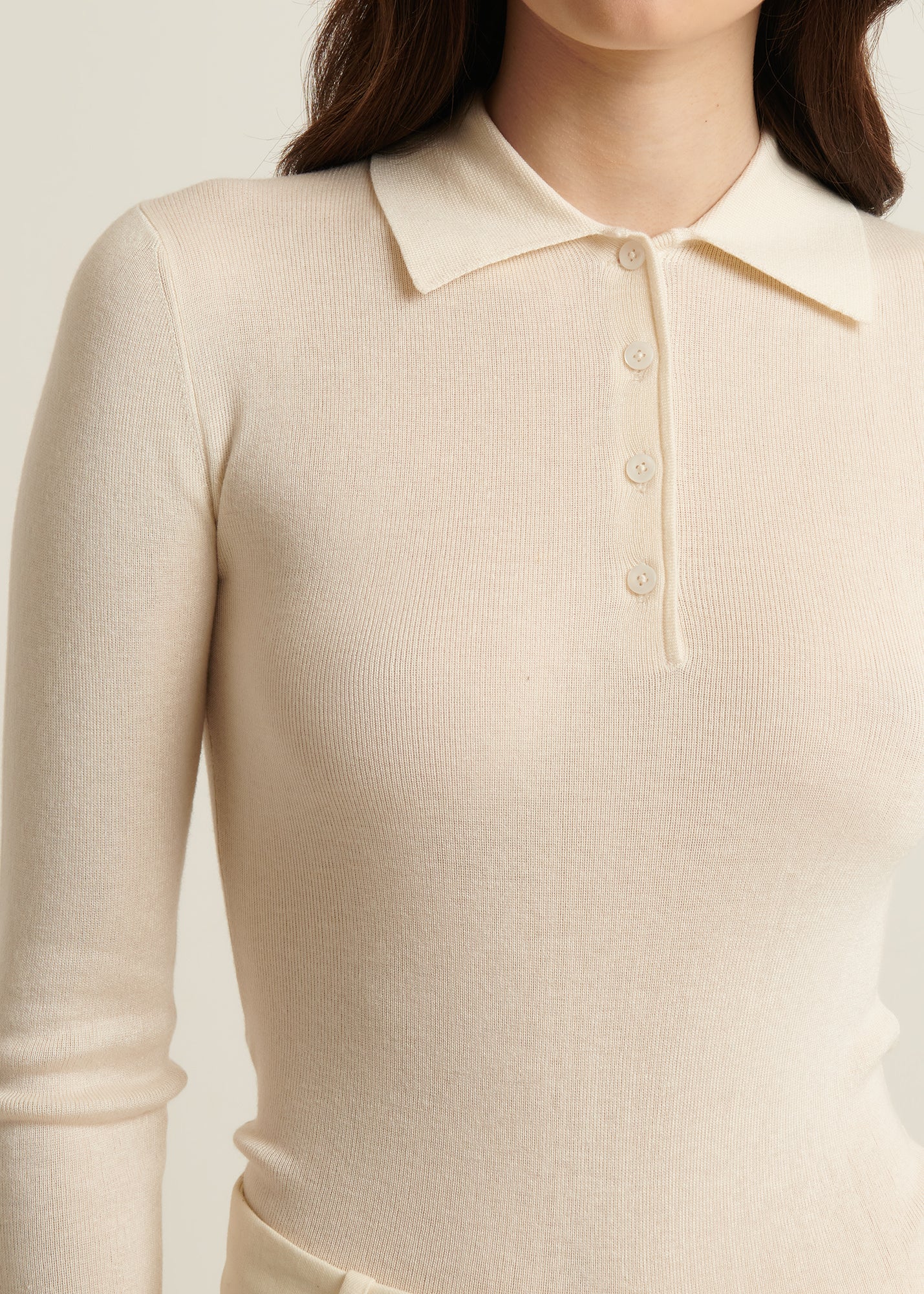 Silk Cashmere Blend Fitted Polo