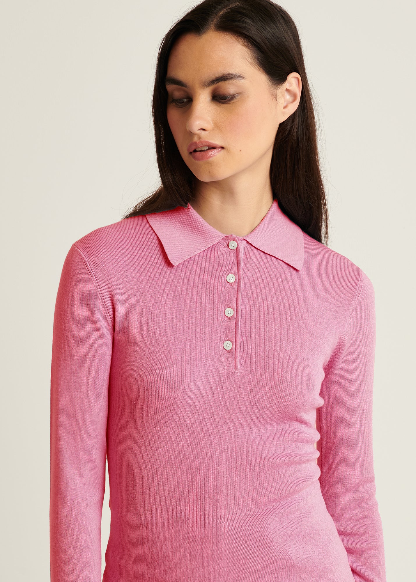 Silk Cashmere Blend Fitted Polo