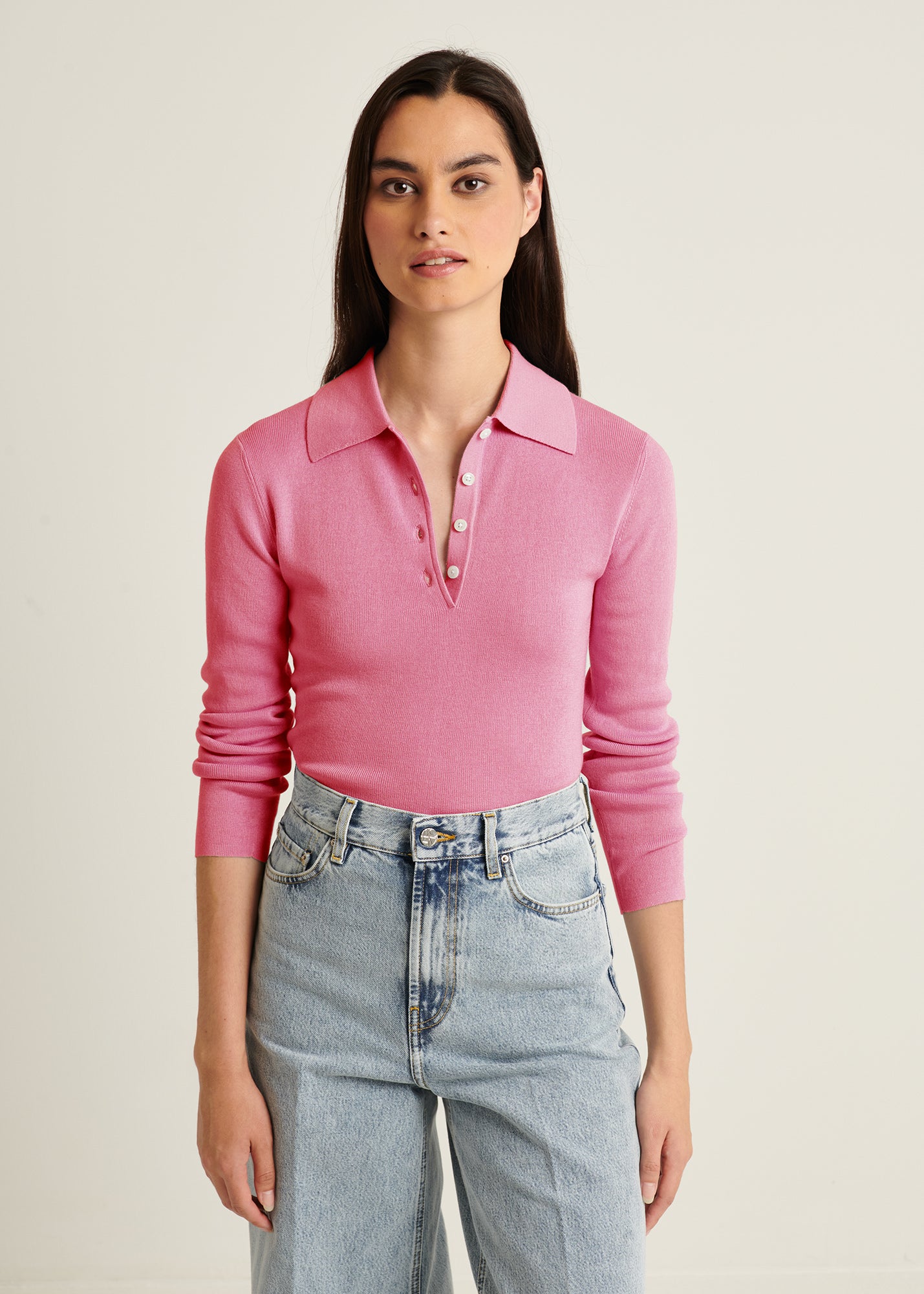 Silk Cashmere Blend Fitted Polo