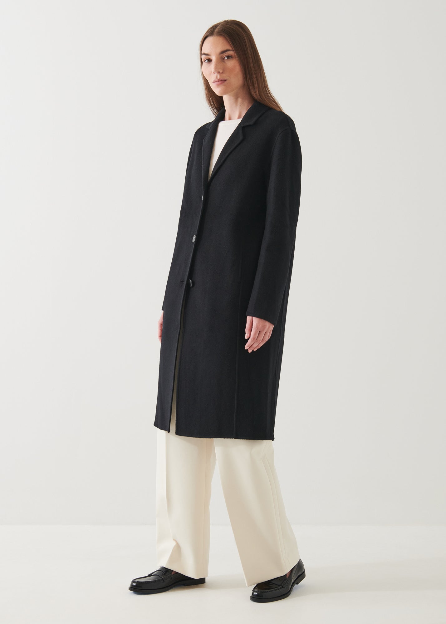 OVERSIZED SINGLE BREASTED WOOL COAT | PATRICK ASSARAF.